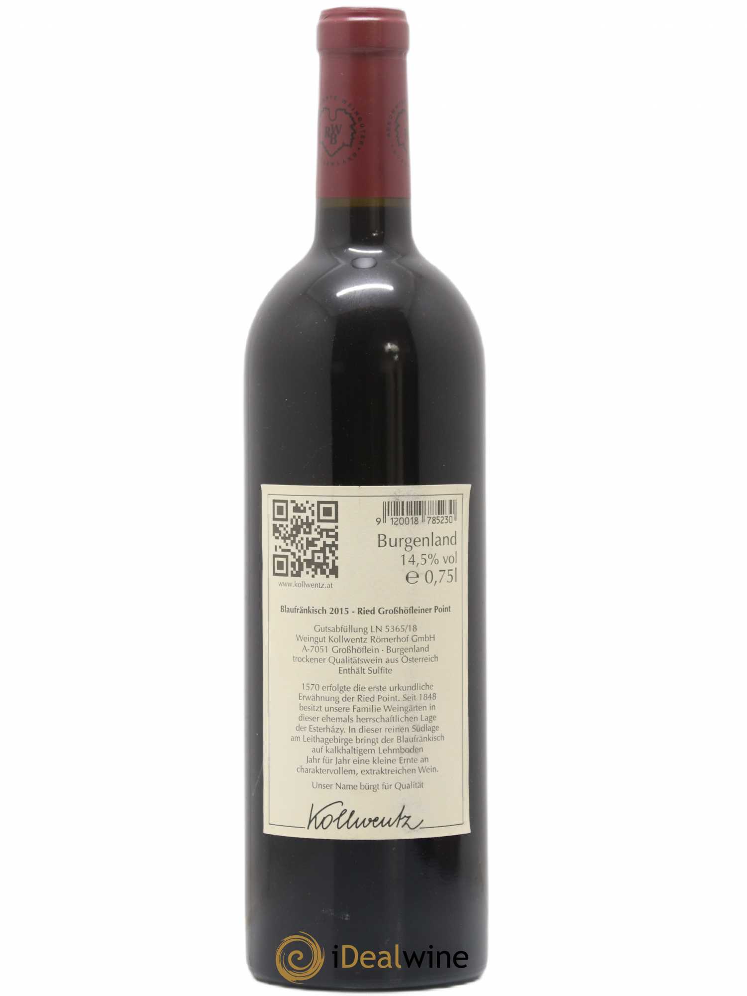 Autriche Burgenland Ried Point Blaufränkisch Weingut Kollwentz 2015 - Lot de 1 bouteille - 1