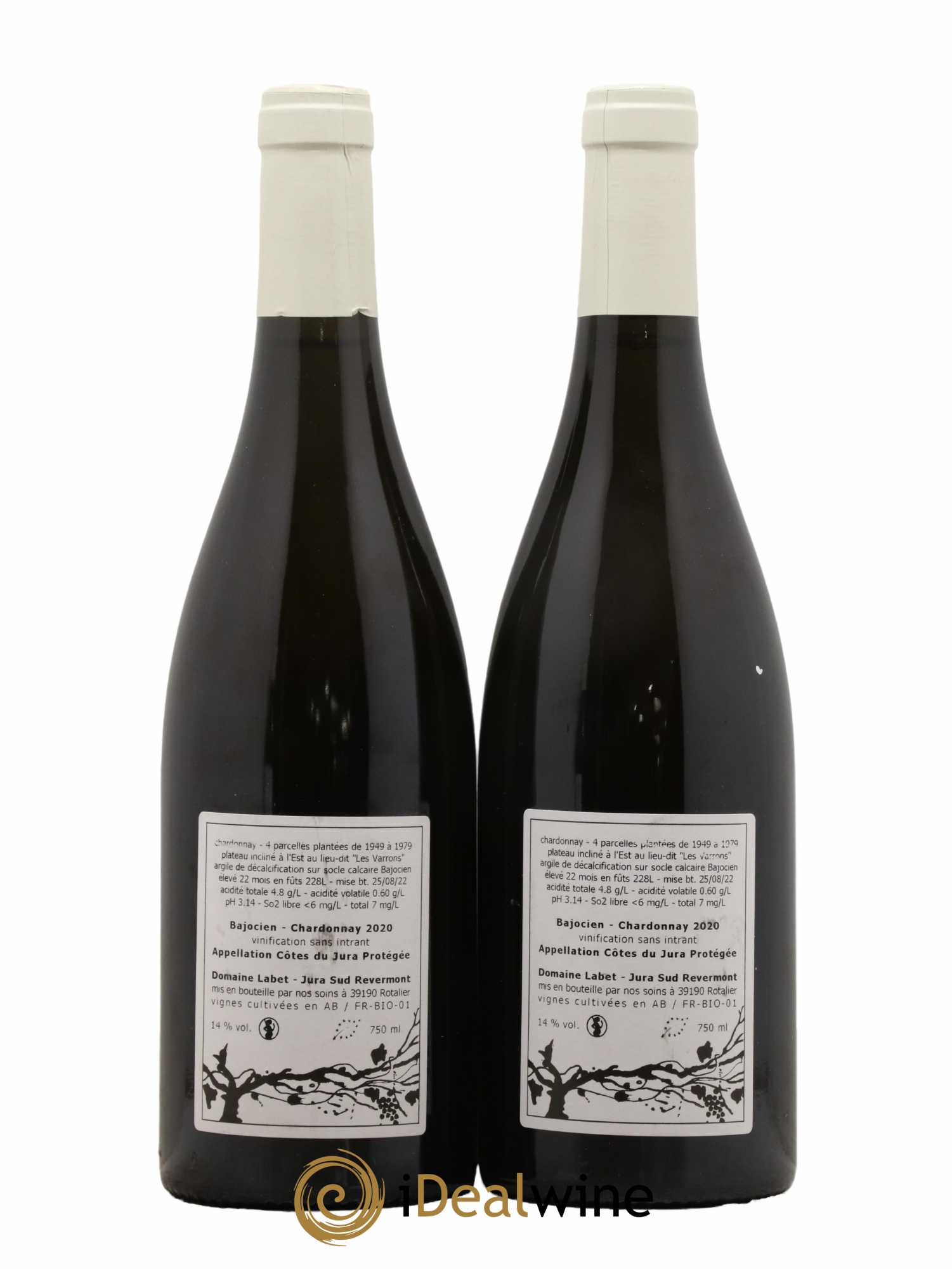 Côtes du Jura Chardonnay Bajocien Romain - Julien  - Charline Labet  2020 - Lot de 2 bouteilles - 1