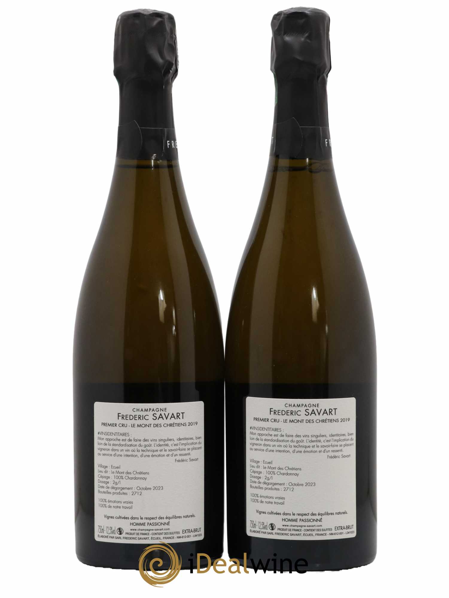 Le Mont des Chrétiens 1er Cru Extra-Brut Savart 2019 - Lot de 2 bouteilles - 1