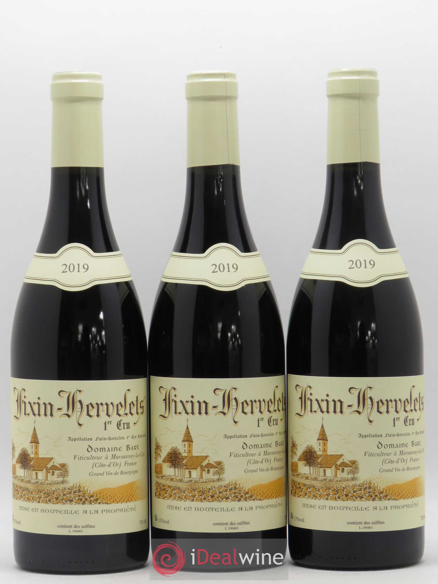 Fixin 1er Cru Hervelets Bart (Domaine) 2019 - Lot de 3 bouteilles - 0