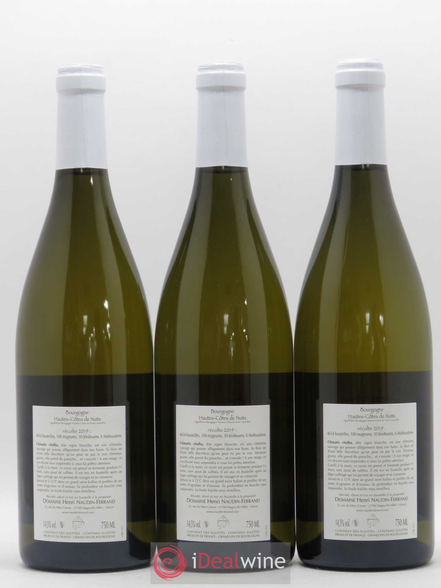 Hautes-Côtes de Nuits Clématis vitalba Naudin-Ferrand (Domaine) 2019 - Lot de 3 bouteilles - 1