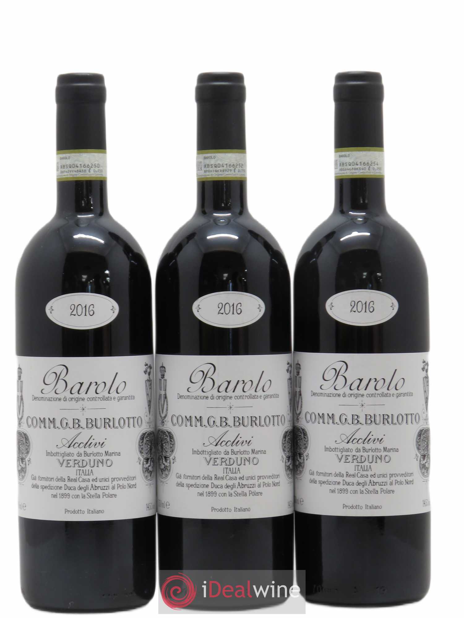 Barolo DOCG Acclivi Comm. Giovan Battista Burlotto 2016 - Lot de 3 bouteilles - 0