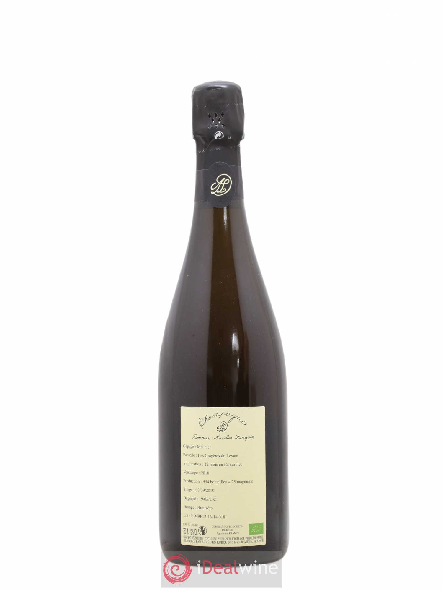 Meunier Les Crayères du Levant Aurélien Lurquin 2018 - Lot de 1 bouteille - 1