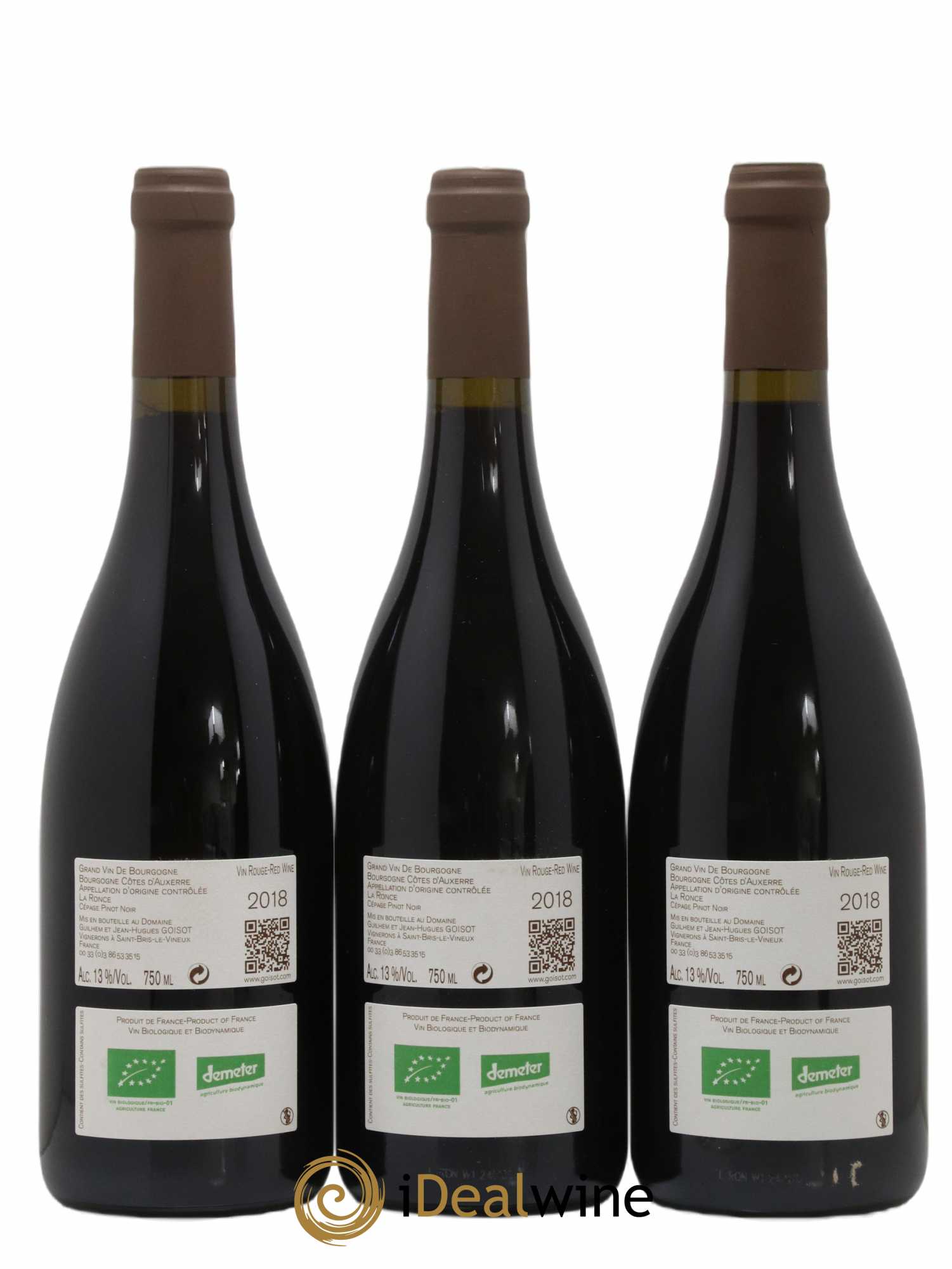 Bourgogne Côtes d'Auxerre La Ronce Goisot 2018 - Lot de 3 bouteilles - 1