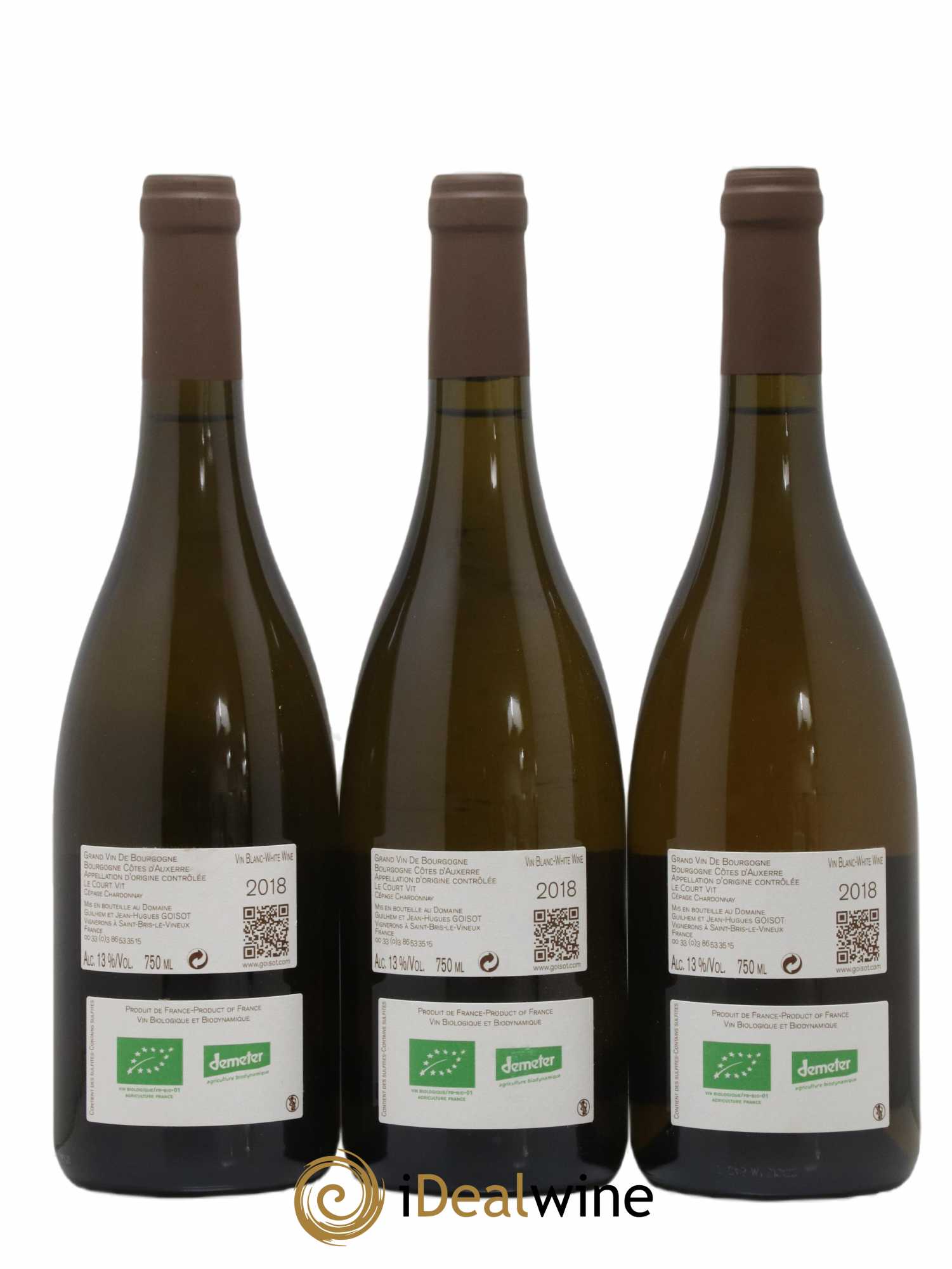 Bourgogne Côtes d'Auxerre Le Court Vit Goisot 2018 - Lot de 3 bouteilles - 1