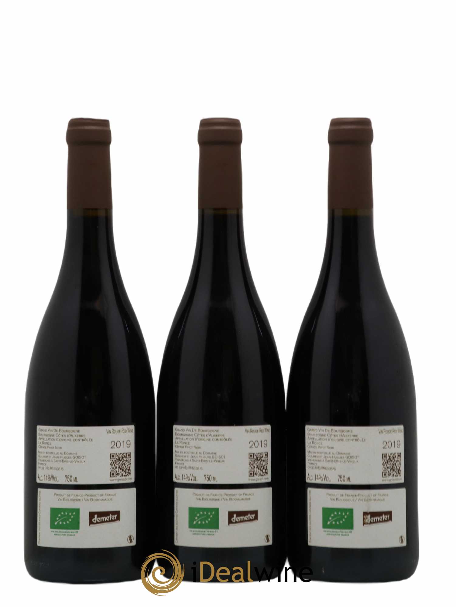 Bourgogne Côtes d'Auxerre La Ronce Goisot 2019 - Lot de 3 bouteilles - 1