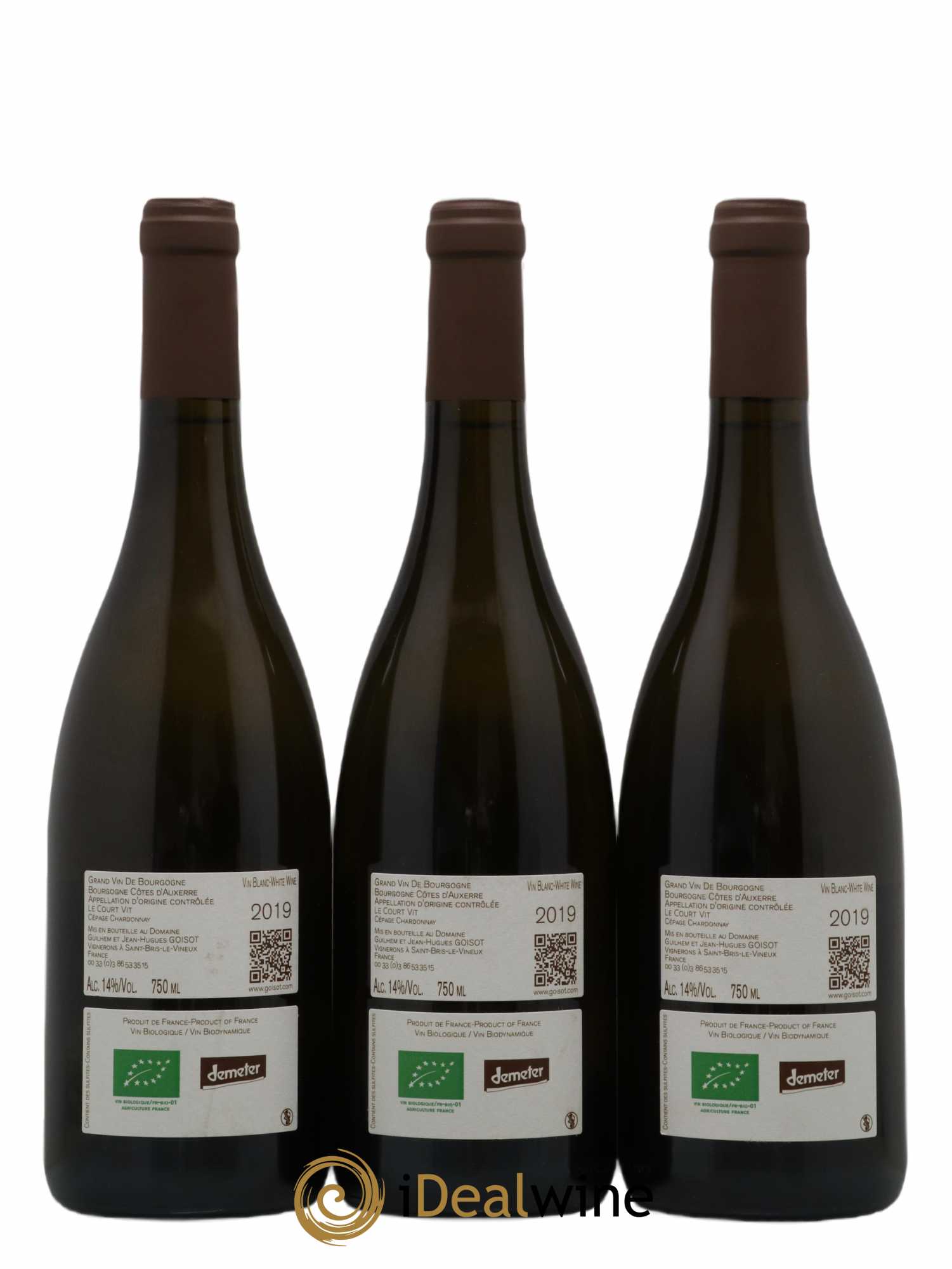 Bourgogne Côtes d'Auxerre Le Court Vit Goisot 2019 - Lot de 3 bouteilles - 1