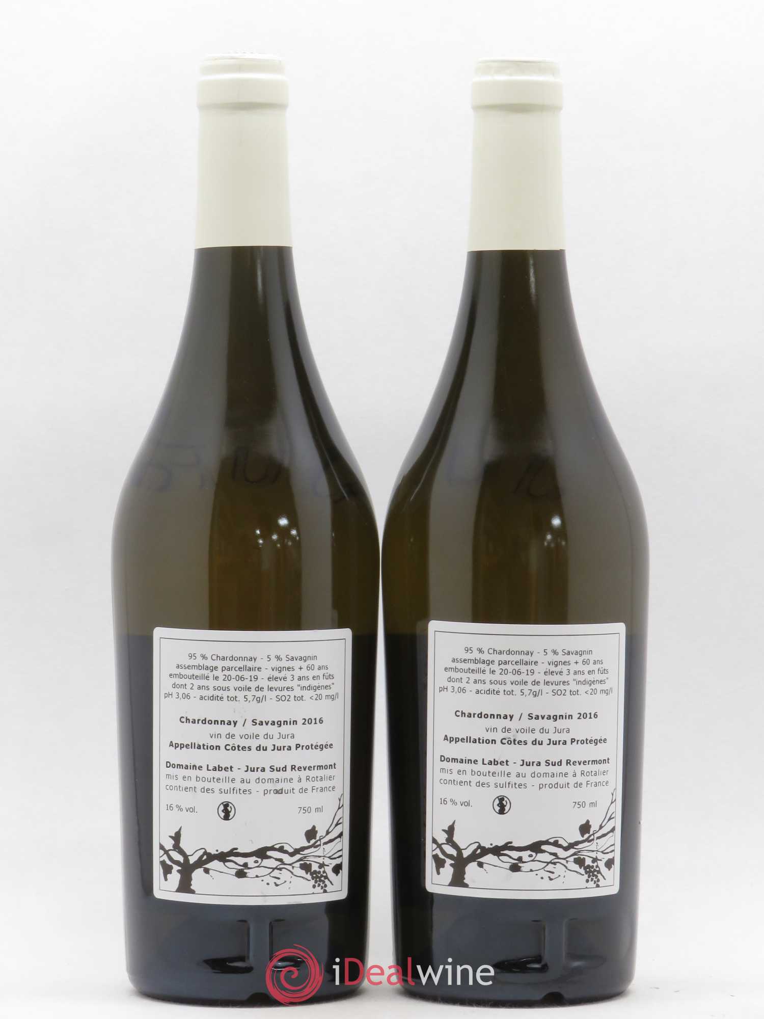 Côtes du Jura Vin de Voile Chardonnay-Savagnin cuvée de garde Romain - Julien - Charline Labet 2016 - Lot de 2 bouteilles - 1