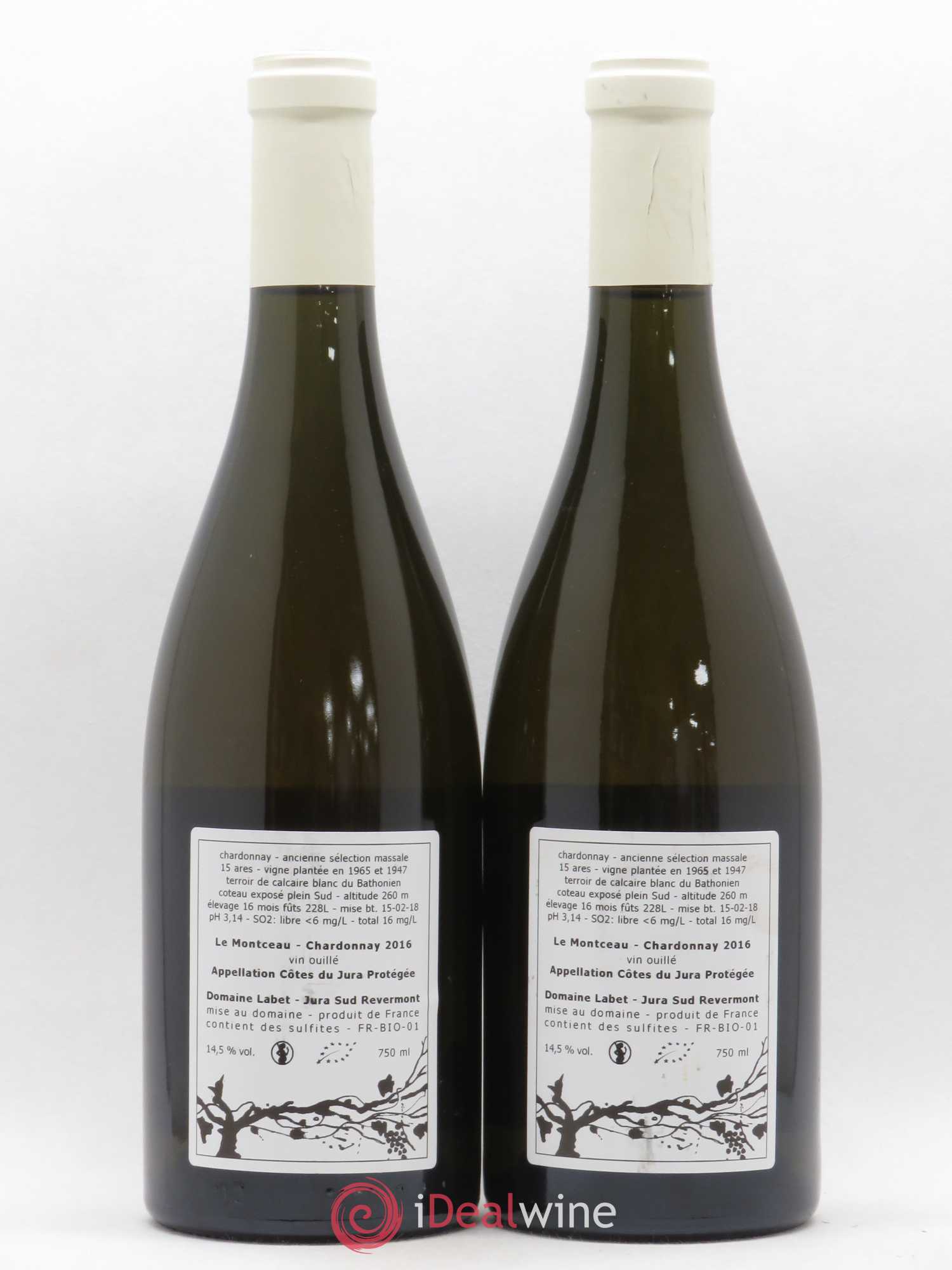 Côtes du Jura Chardonnay Le Montceau Romain - Julien - Charline Labet 2016 - Lot de 2 bouteilles - 1