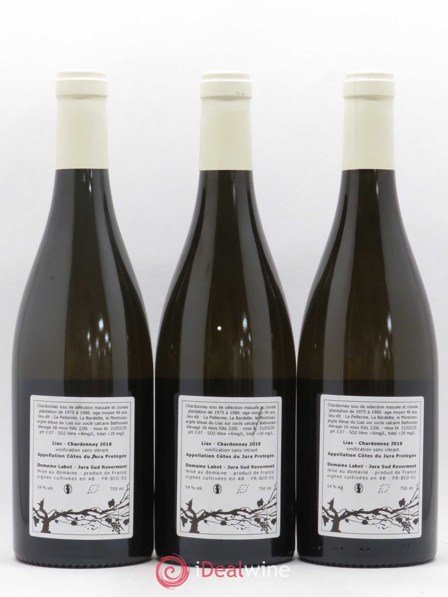 Côtes du Jura Chardonnay Lias Romain - Julien - Charline Labet 2018 - Lot de 3 bouteilles - 1