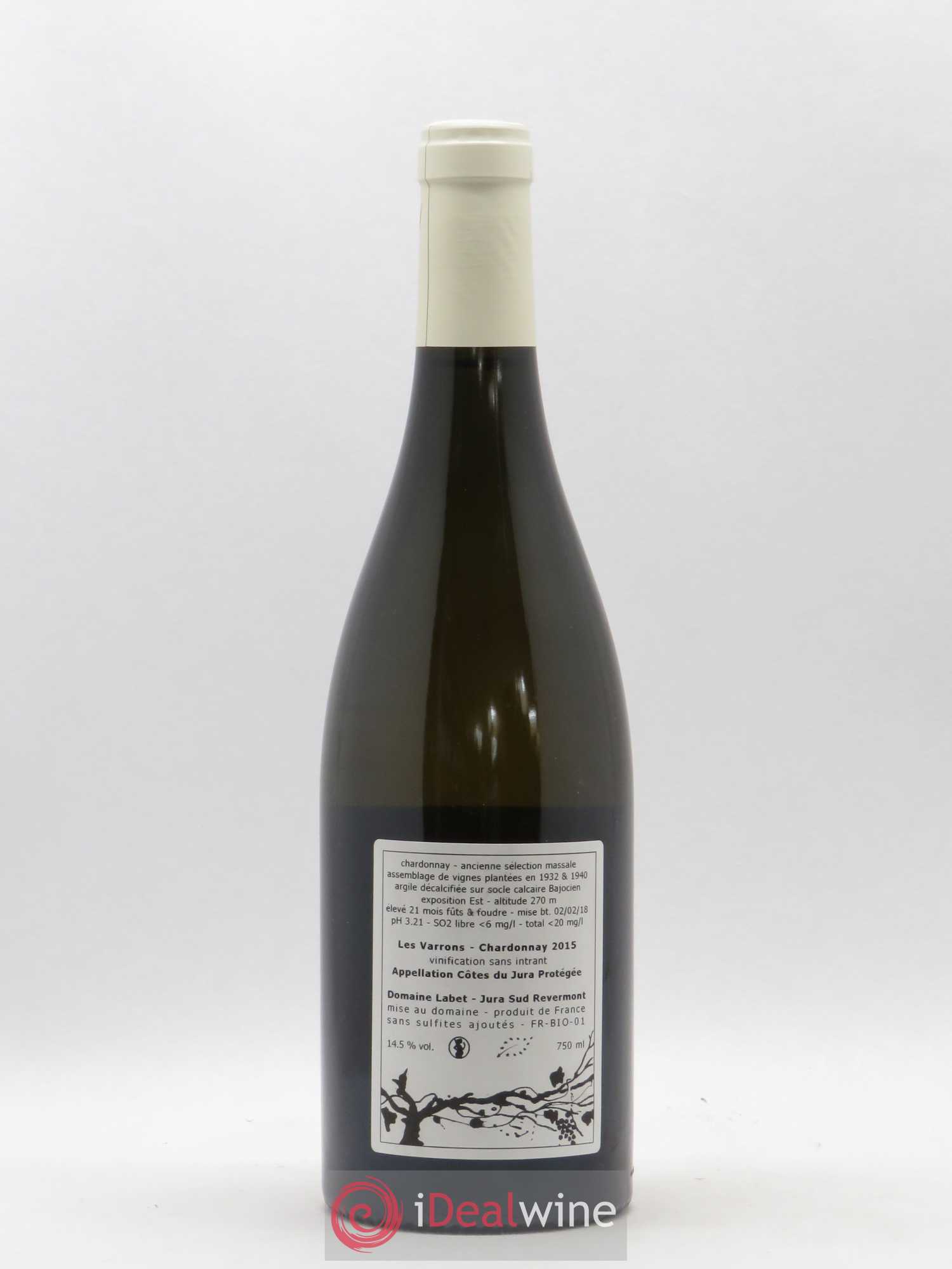Côtes du Jura Chardonnay Les Varrons Macération Romain - Julien - Charline Labet 2015 - Lot de 1 bouteille - 1