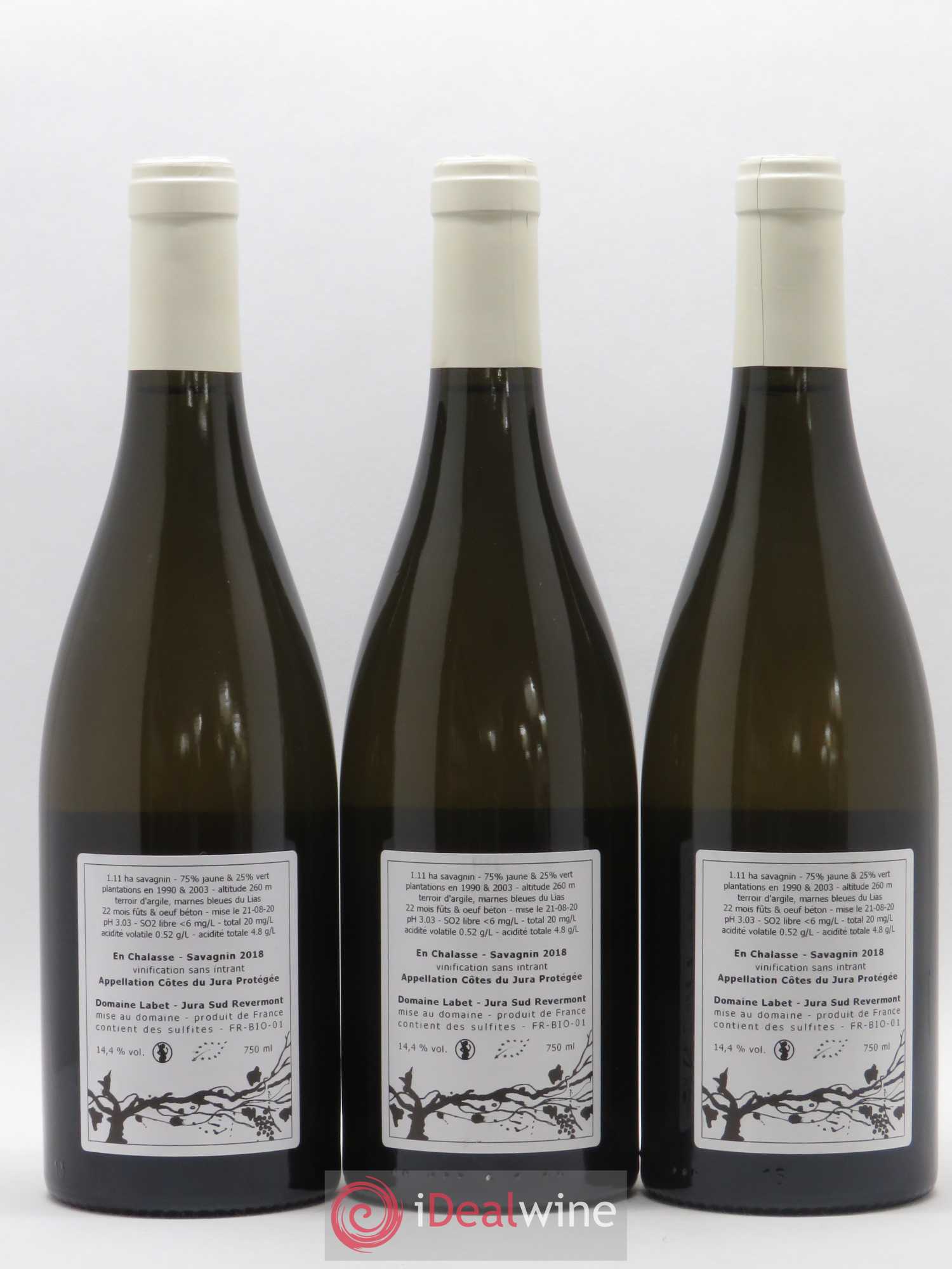Côtes du Jura Fleur de Savagnin En Chalasse Romain - Julien - Charline Labet 2018 - Lot de 3 bouteilles - 1