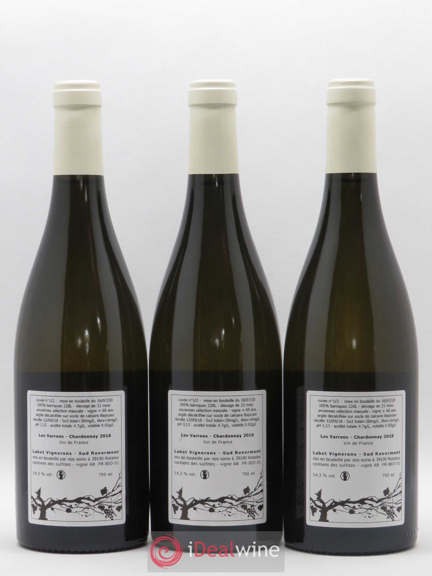 Vin de France Chardonnay Les Varrons Domaine Labet 2018 - Posten von 3 Flaschen - 1