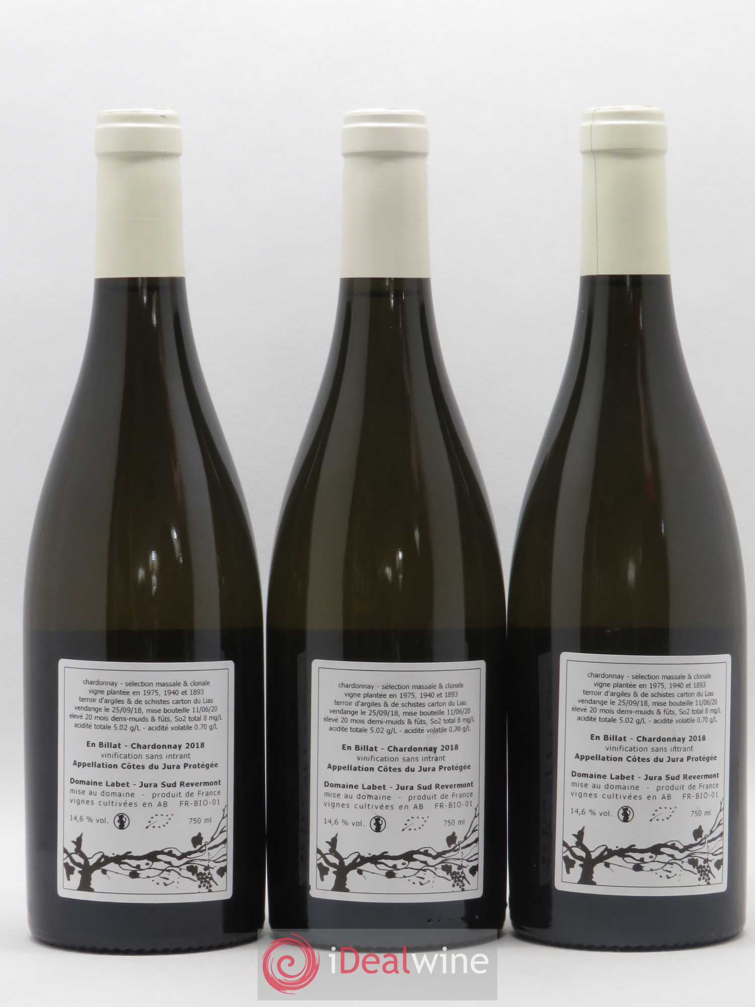 Côtes du Jura Chardonnay En Billat Labet (Domaine) Sélection Massale 2018 - Lot de 3 bouteilles - 1