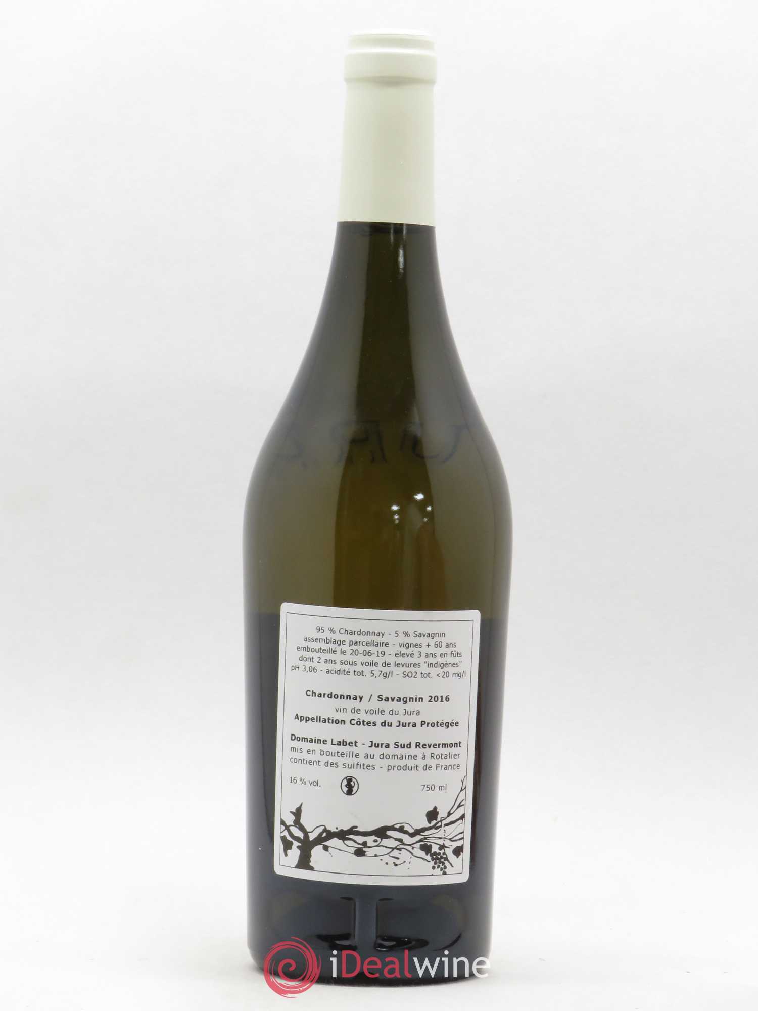Côtes du Jura Vin de Voile Chardonnay-Savagnin cuvée de garde Romain - Julien - Charline Labet 2016 - Lot de 1 bouteille - 1
