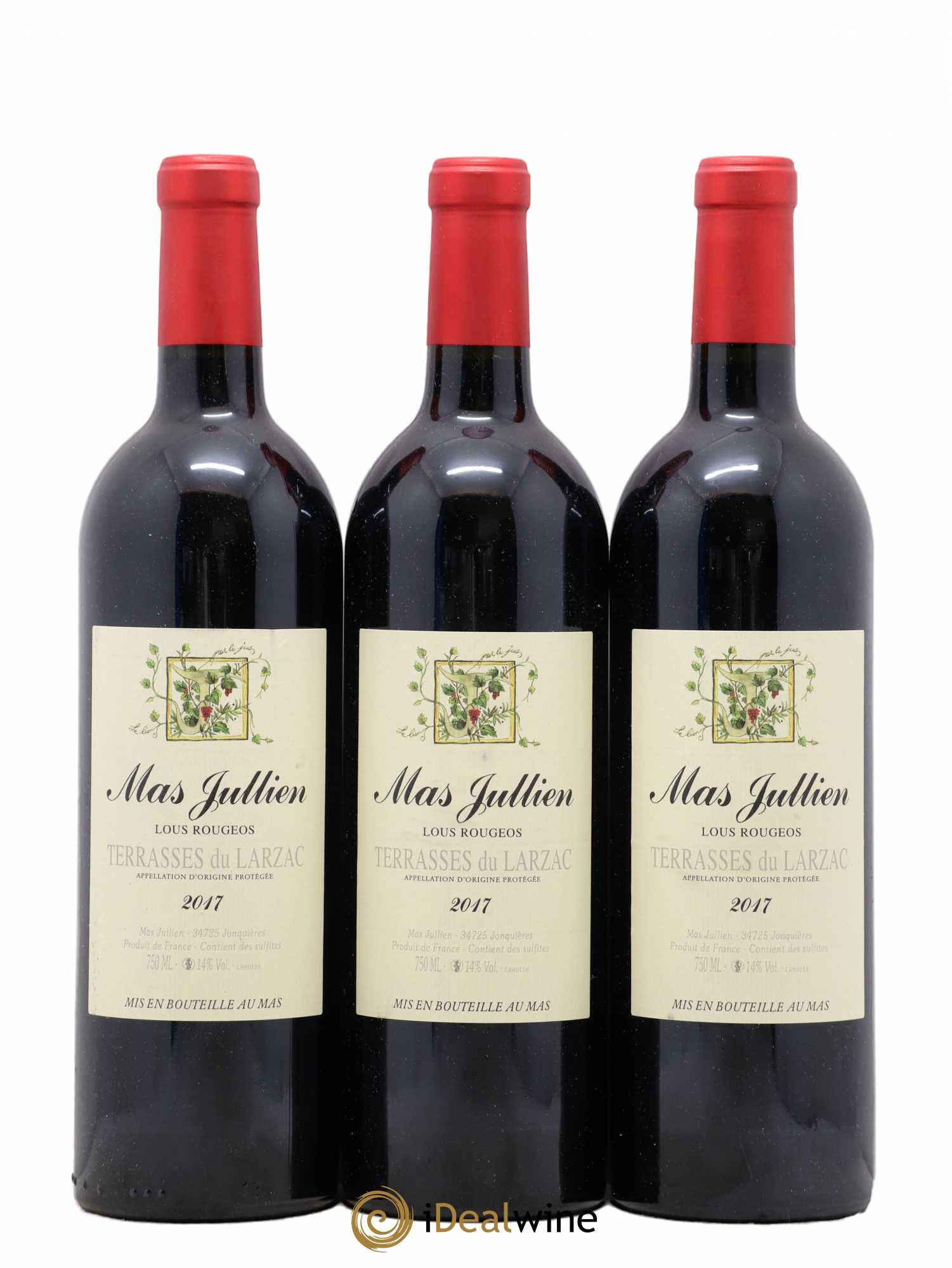 Terrasses du Larzac Mas Jullien Lous Rougeos Olivier Jullien 2017 - Lot de 3 bouteilles - 0