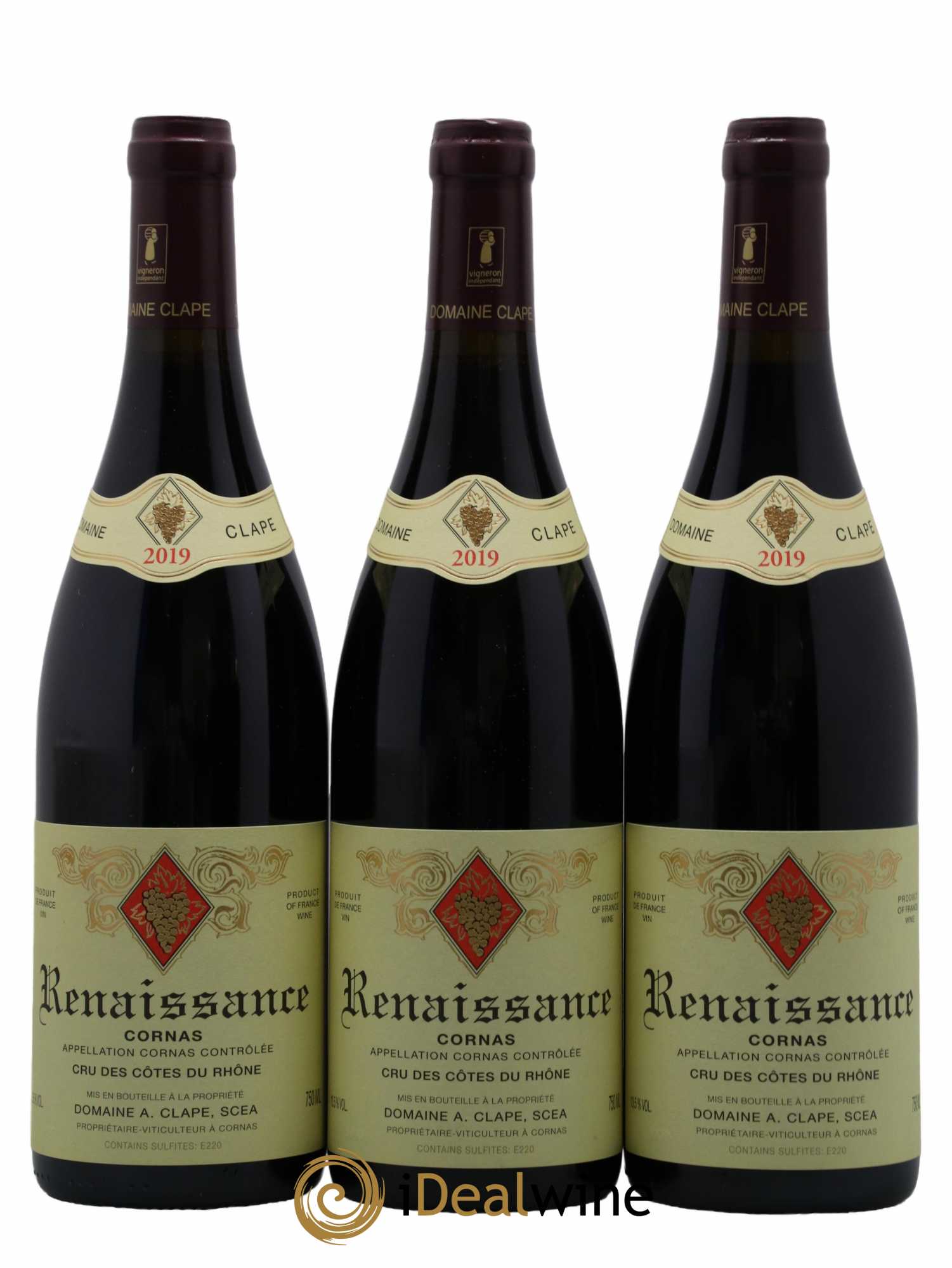 Cornas Renaissance Auguste Clape 2019 - Lot of 3 bottles - 0