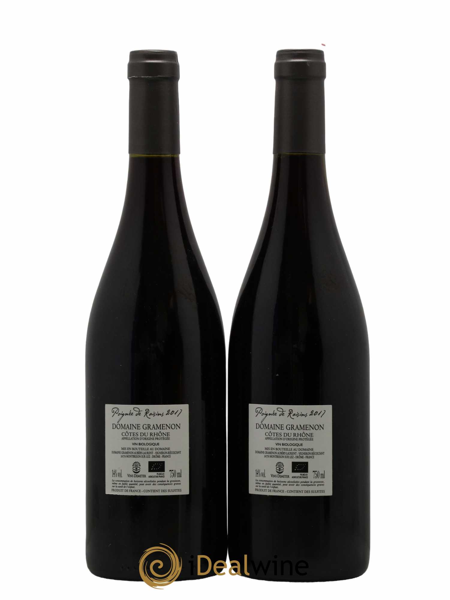Côtes-du-Rhône Poignée de raisins Gramenon (Domaine) 2017 - Lot de 2 bouteilles - 1