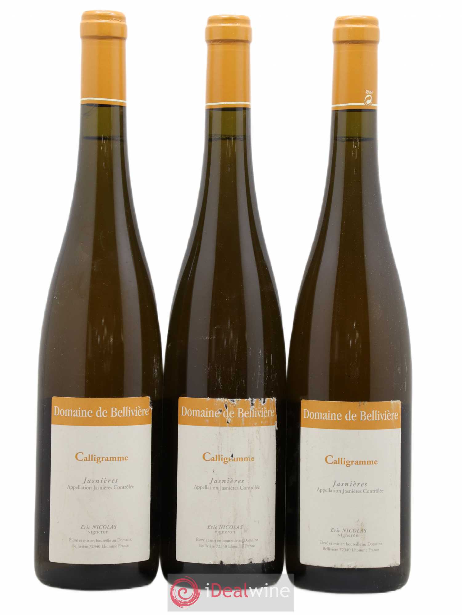 Jasnières Calligramme Domaine de Bellivière 2008 - Lot de 3 bouteilles - 0