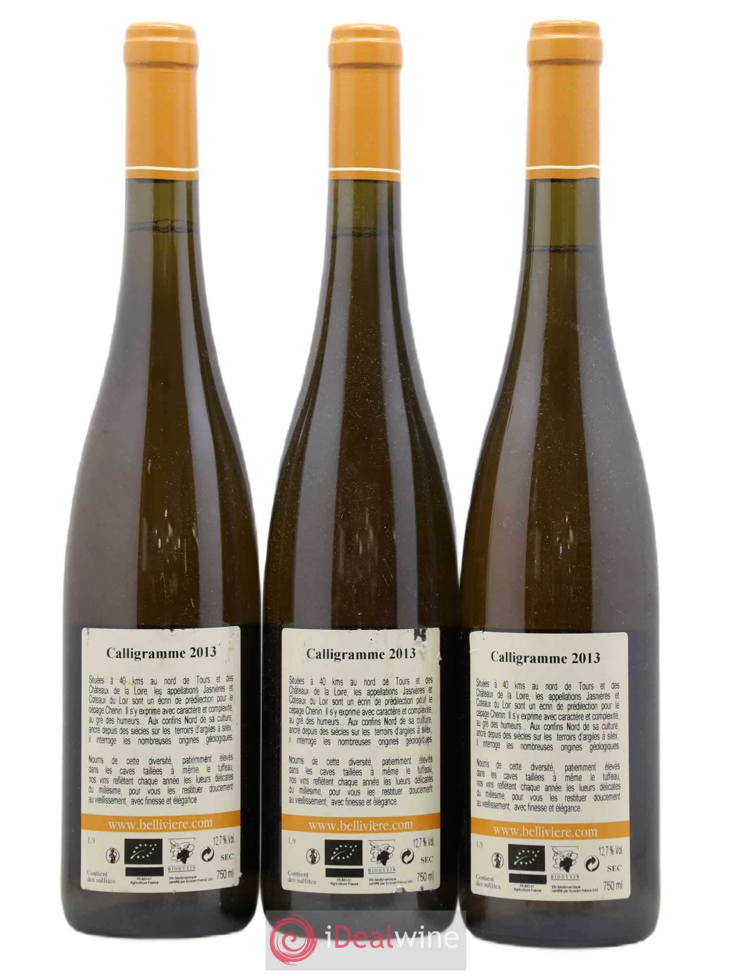 Jasnières Calligramme Domaine de Bellivière 2013 - Lot de 3 bouteilles - 1