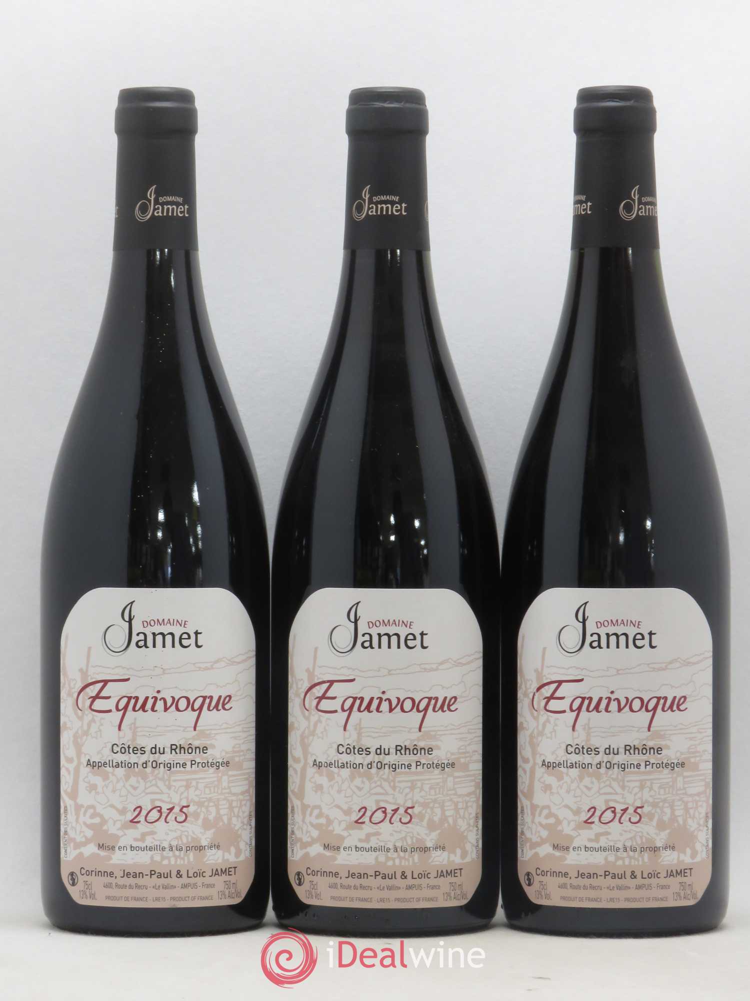 Côtes-du-Rhône Equivoque Jamet (Domaine) 2015 - Lot de 3 bouteilles - 0