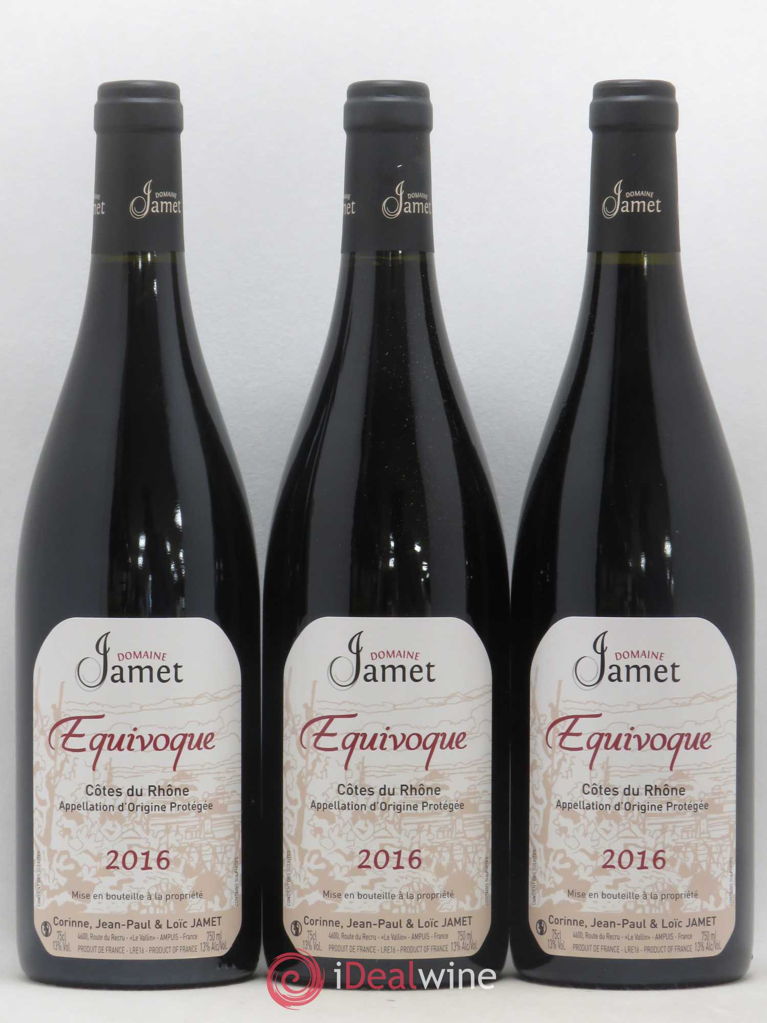Côtes-du-Rhône Equivoque Jamet (Domaine) 2016 - Lot de 6 bouteilles - 1