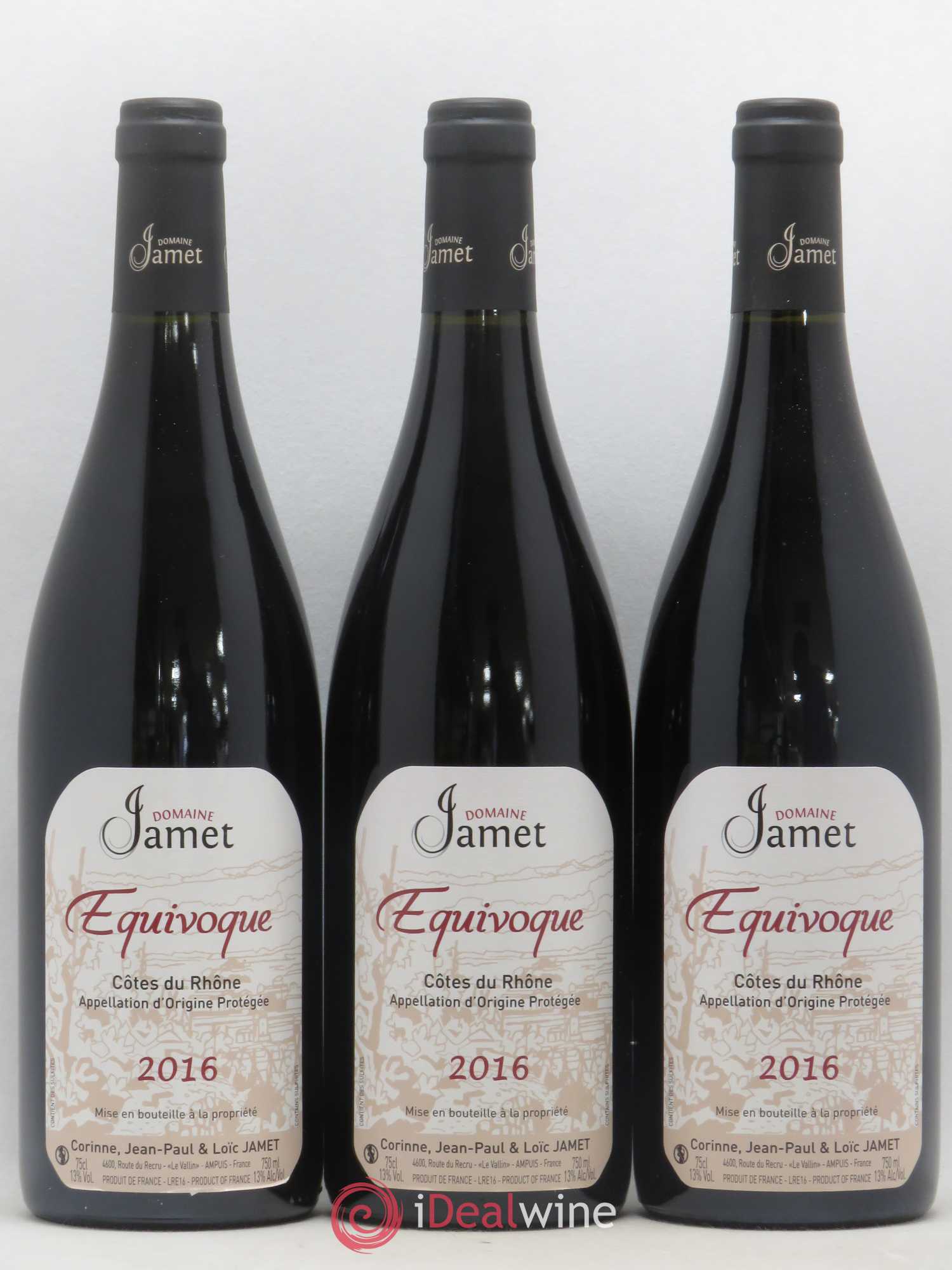 Côtes-du-Rhône Equivoque Jamet (Domaine) 2016 - Lot de 3 bouteilles - 0