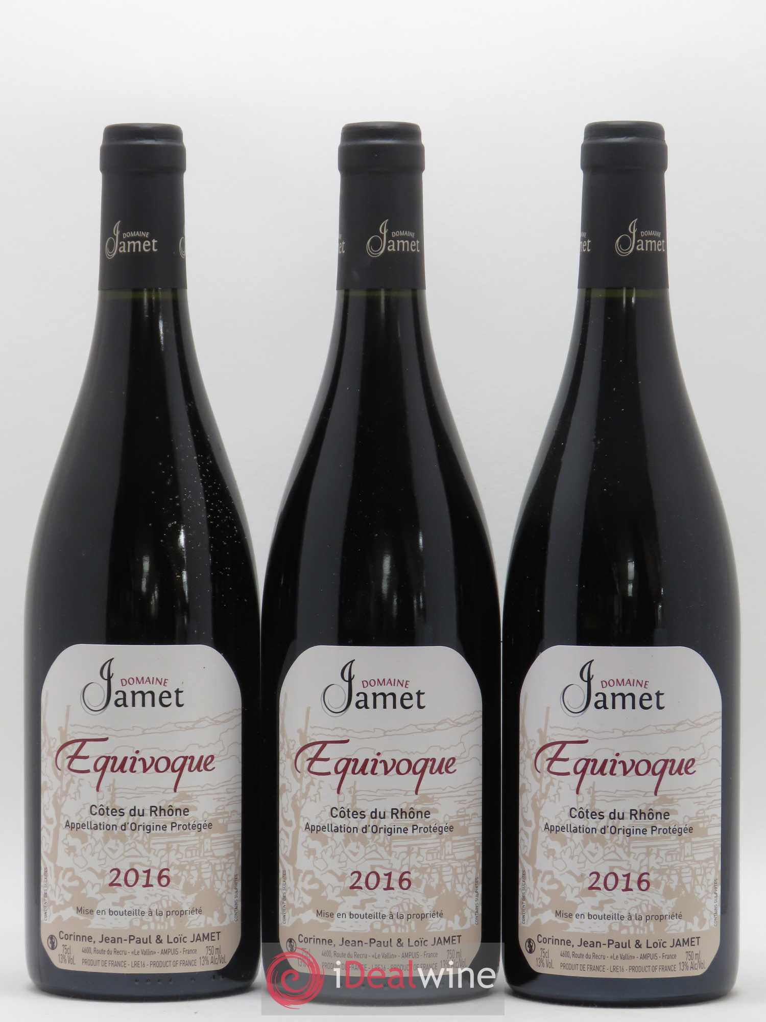 Côtes-du-Rhône Equivoque Jamet (Domaine) 2016 - Lot de 3 bouteilles - 0