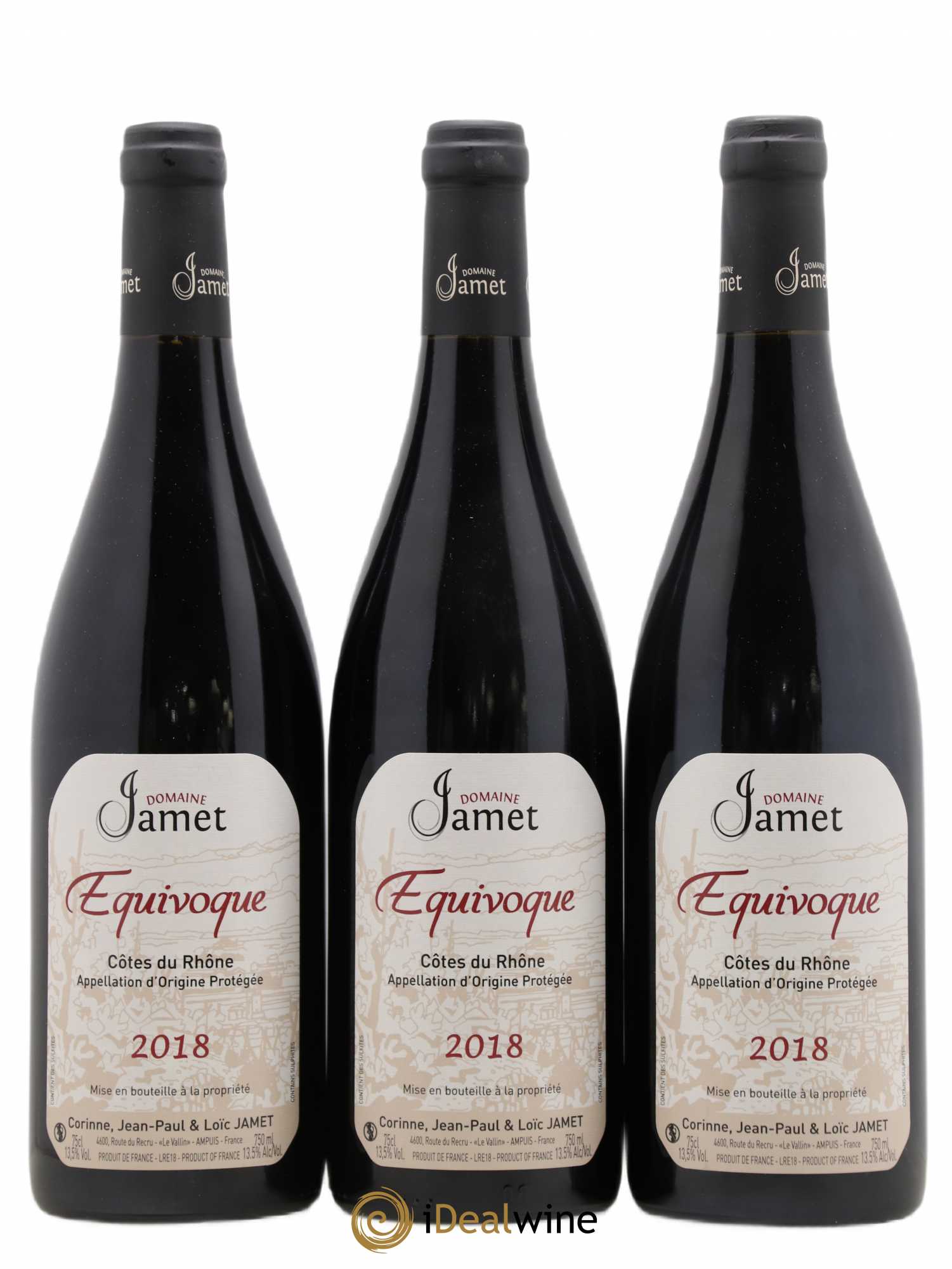 Côtes-du-Rhône Equivoque Jamet (Domaine) 2018 - Lot de 3 bouteilles - 0