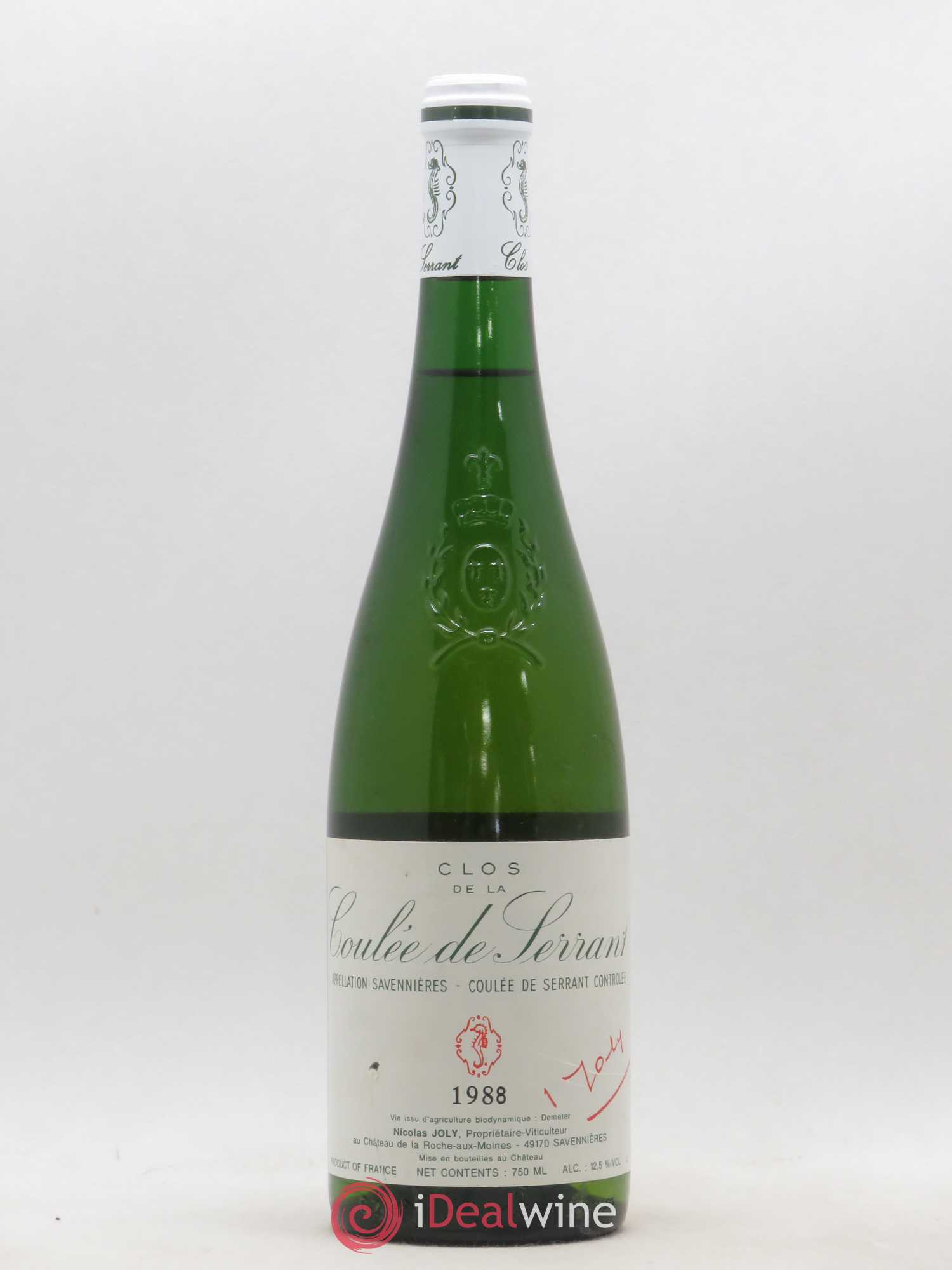 Savennières Clos de la Coulée de Serrant Vignobles de la Coulée de Serrant - Nicolas Joly 1988 - Lot de 1 bouteille - 0