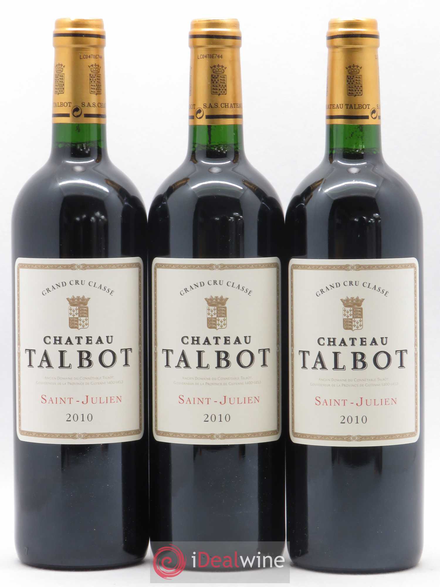Château Talbot 4ème Grand Cru Classé 2010 - Lot de 6 bouteilles - 1