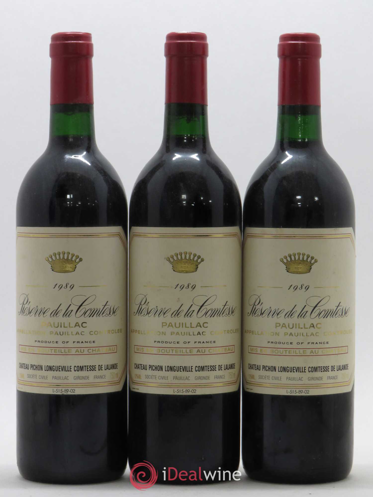Réserve de la Comtesse Second Vin 1989 - Lot de 3 bouteilles - 0
