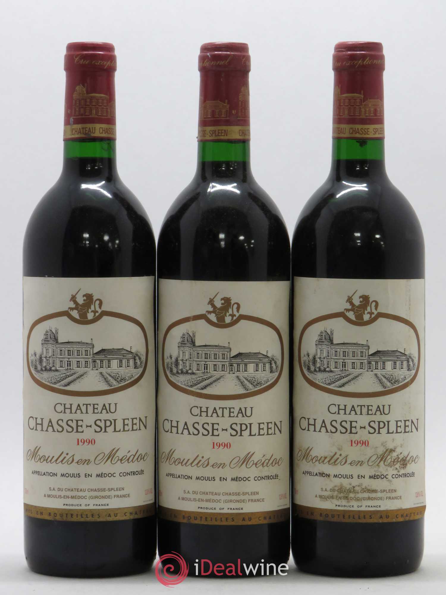 Château Chasse Spleen 1990 - Lot de 3 bouteilles - 0