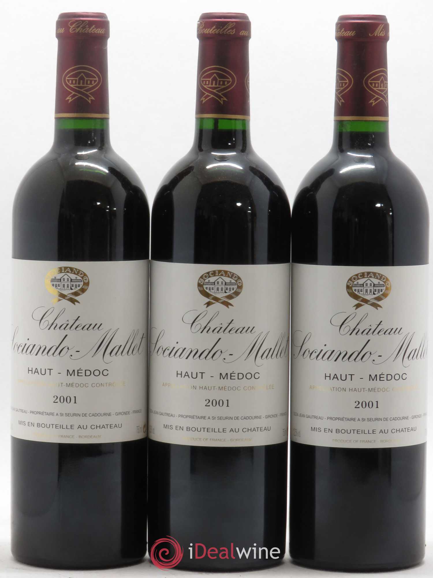 Château Sociando Mallet 2001 - Lot de 12 bouteilles - 1