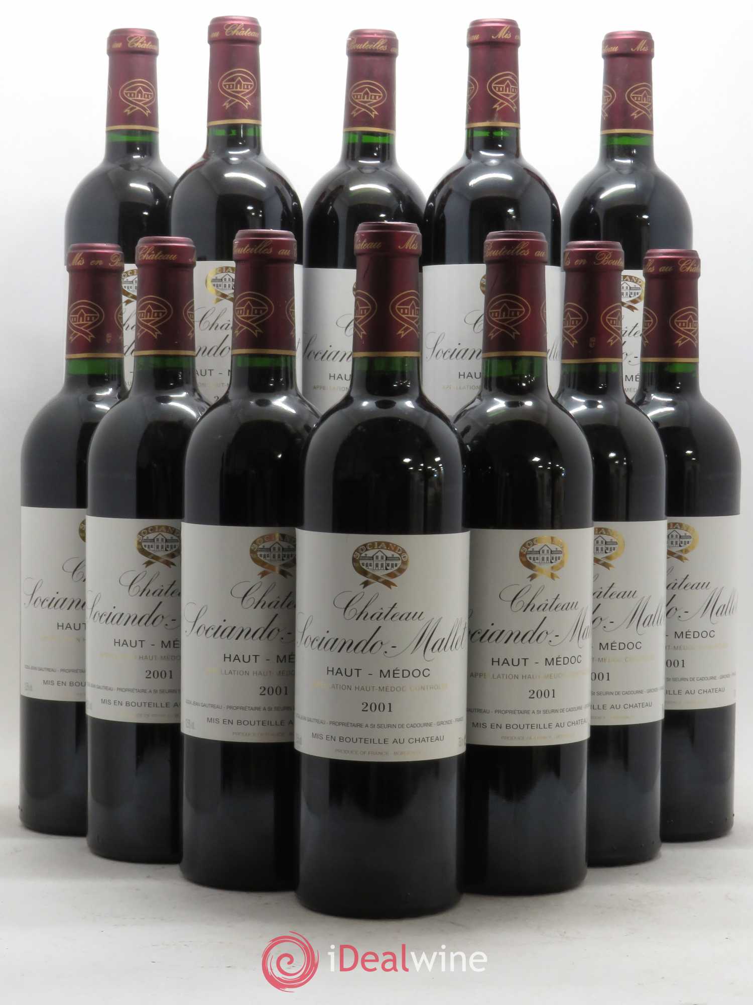 Château Sociando Mallet 2001 - Lot de 12 bouteilles - 0