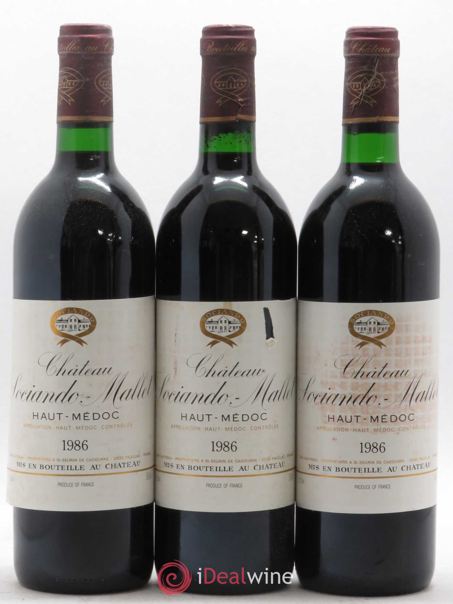 Château Sociando Mallet 1986 - Lot de 12 bouteilles - 1