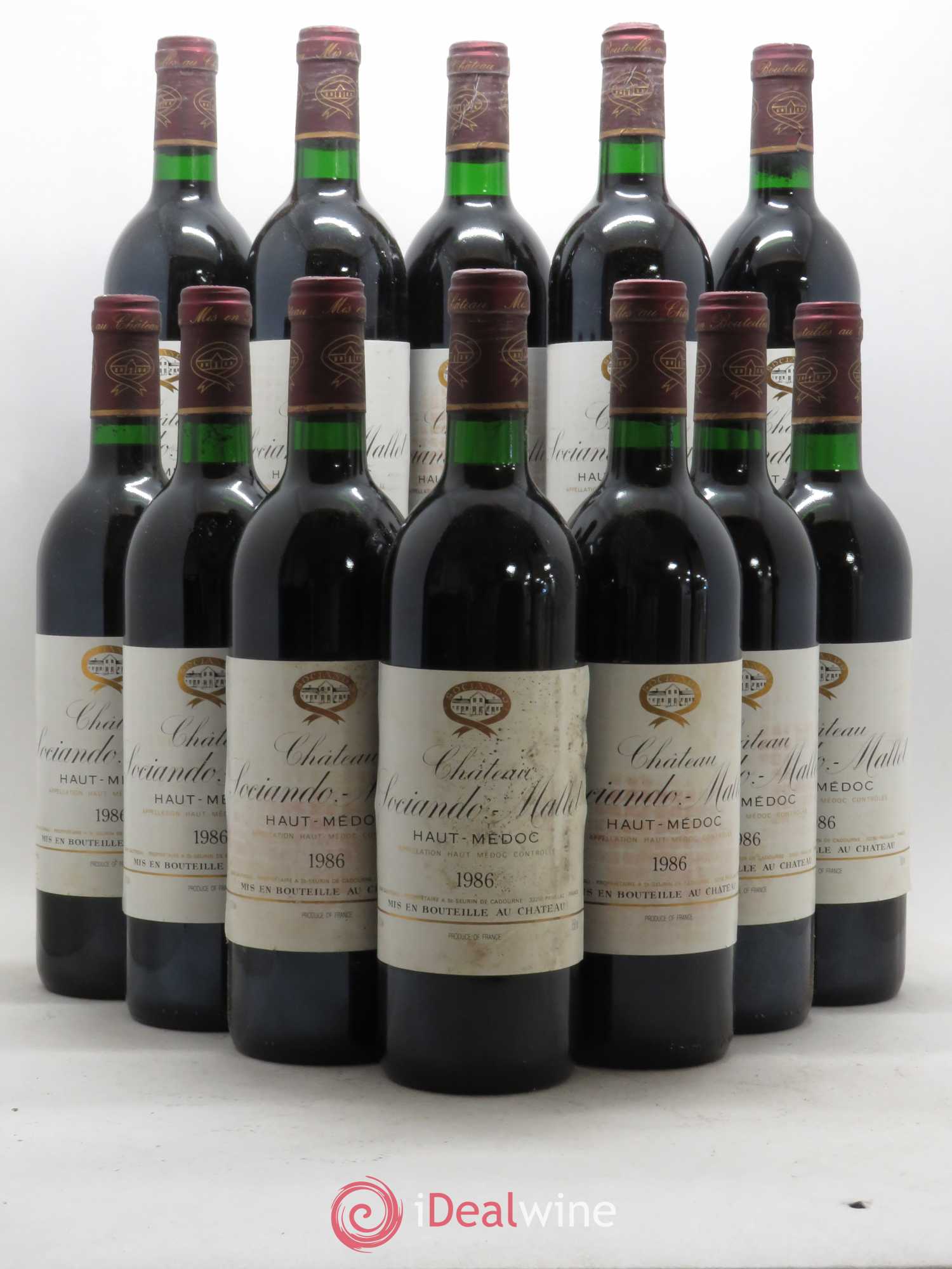 Château Sociando Mallet 1986 - Lot de 12 bouteilles - 0