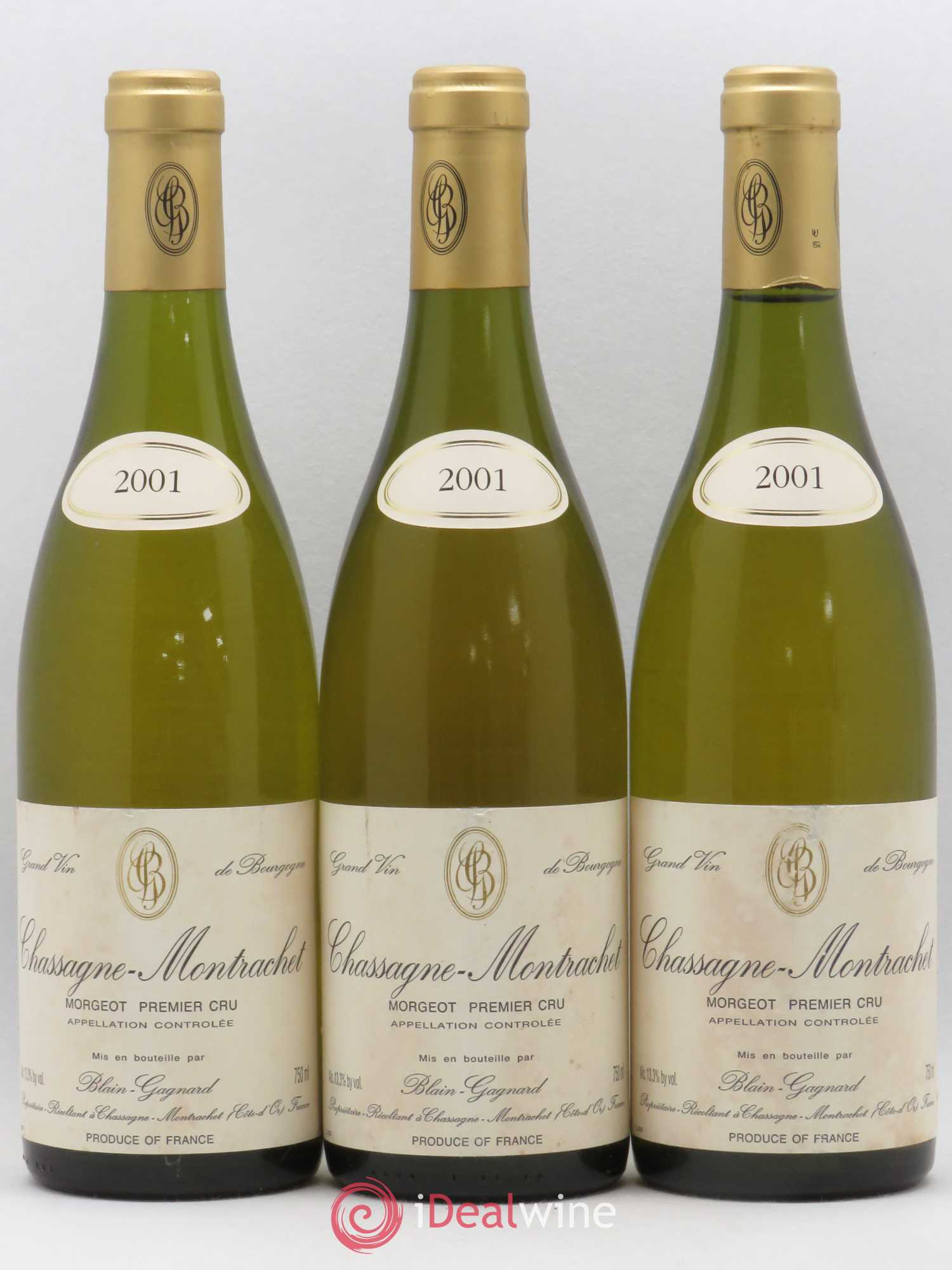 Chassagne-Montrachet 1er Cru Morgeot Blain-Gagnard (Domaine) 2001 - Lot de 3 bouteilles - 0