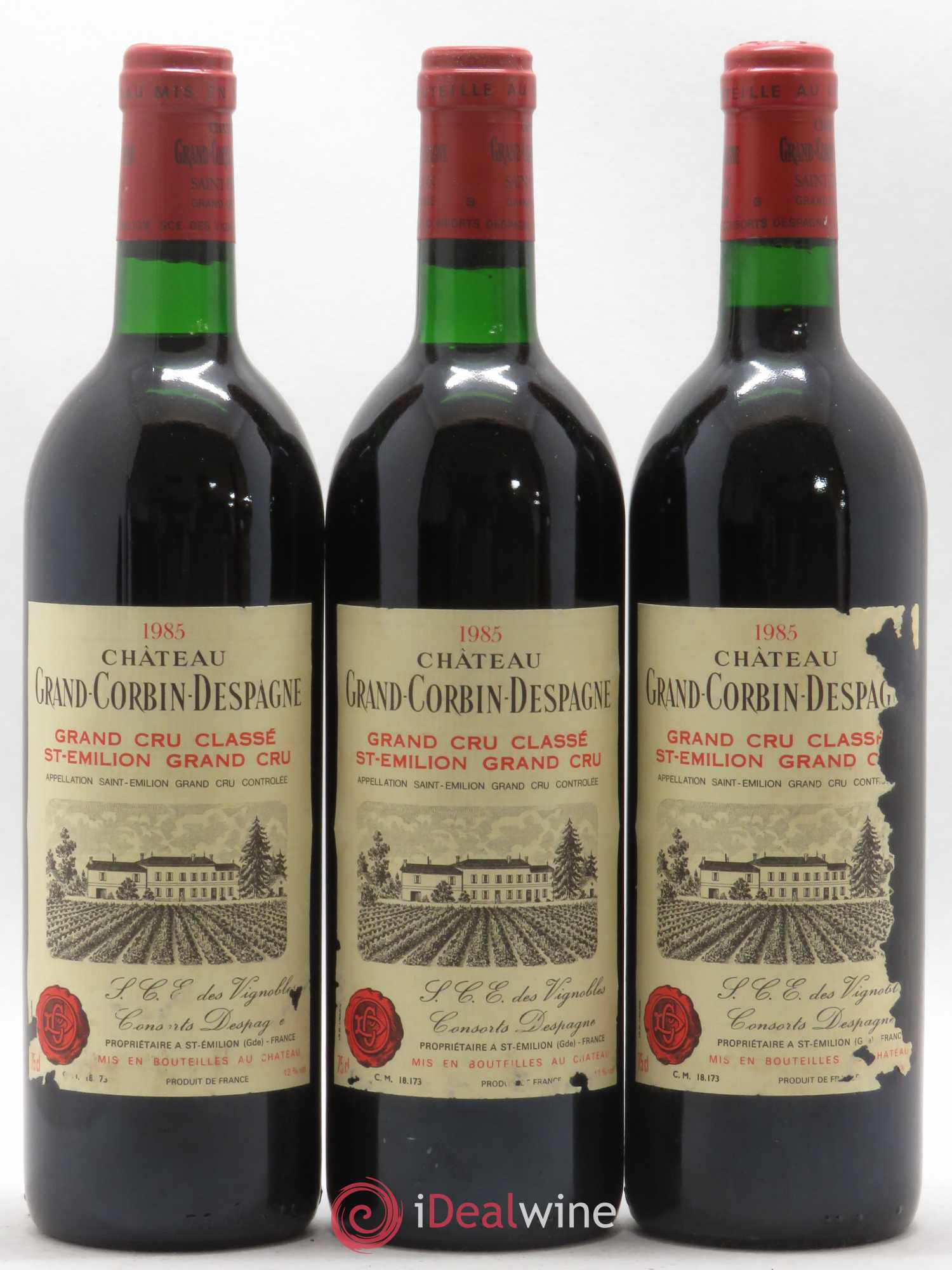 Château Grand Corbin Despagne Grand Cru Classé 1985 - Lot de 3 bouteilles - 0