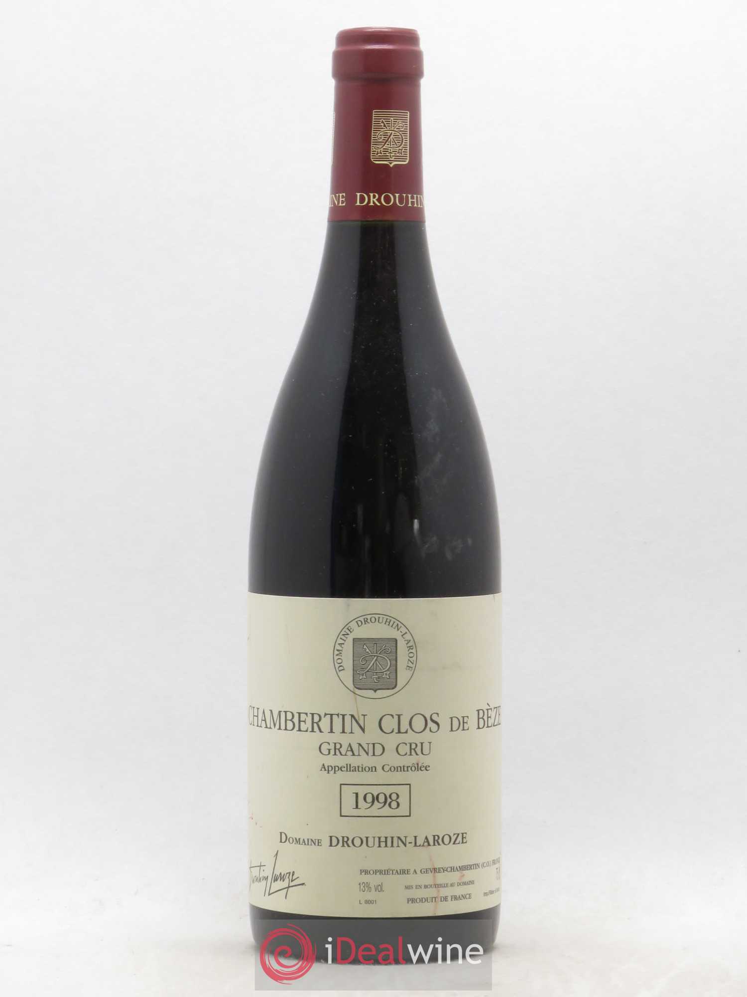Chambertin Clos de Bèze Grand Cru Domaine Drouhin-Laroze 1998 - Lot de 1 bouteille - 0