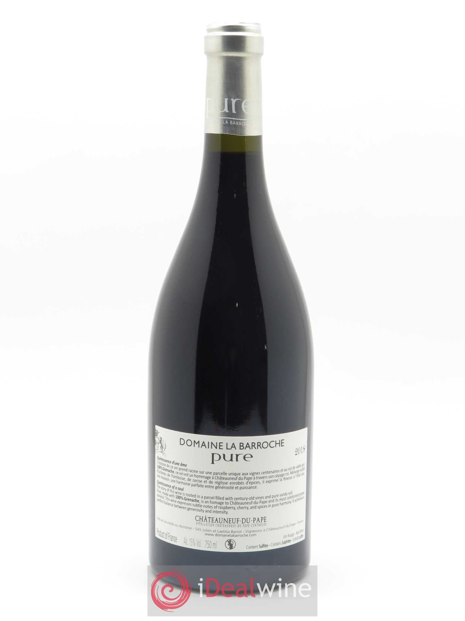 Châteauneuf-du-Pape Cuvée Pure Domaine La Barroche 2018 - Lot de 1 bouteille - 1