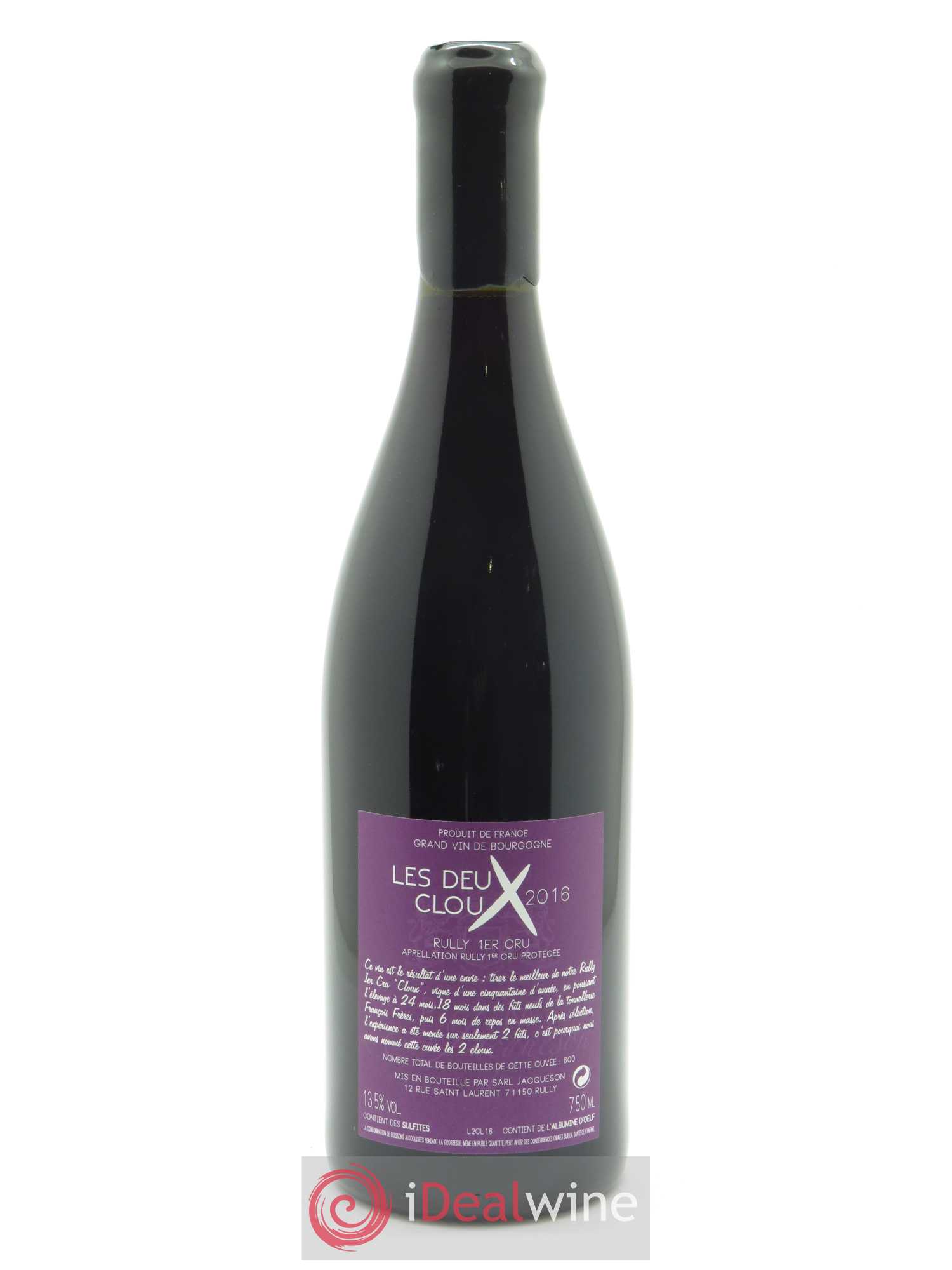 Rully Les Deux Cloux Paul & Marie Jacqueson 2016 - Lot de 1 bouteille - 1