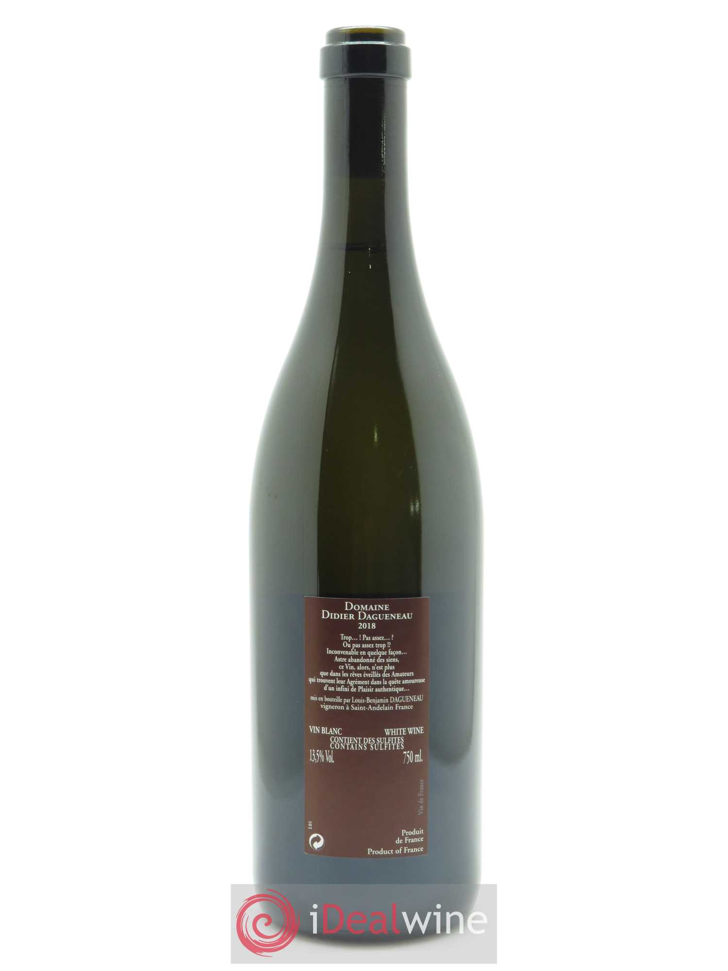 Vin de France (anciennement Pouilly-Fumé) Pur Sang Dagueneau (Domaine Didier - Louis-Benjamin) 2018 - Lot de 1 bouteille - 1