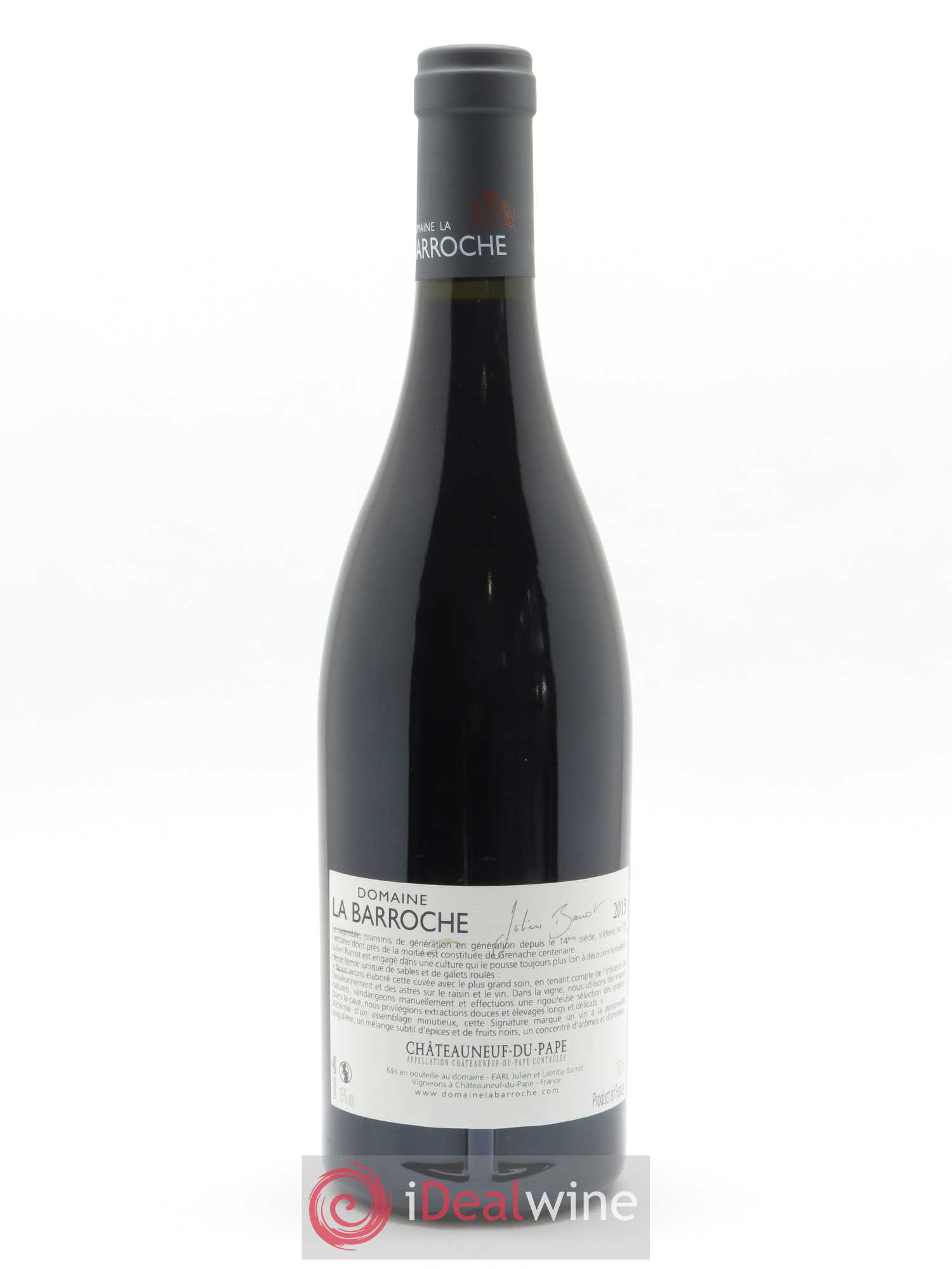 Châteauneuf-du-Pape La Barroche (Domaine de) Julien Barrot 2015 - Lot of 1 bottle - 1