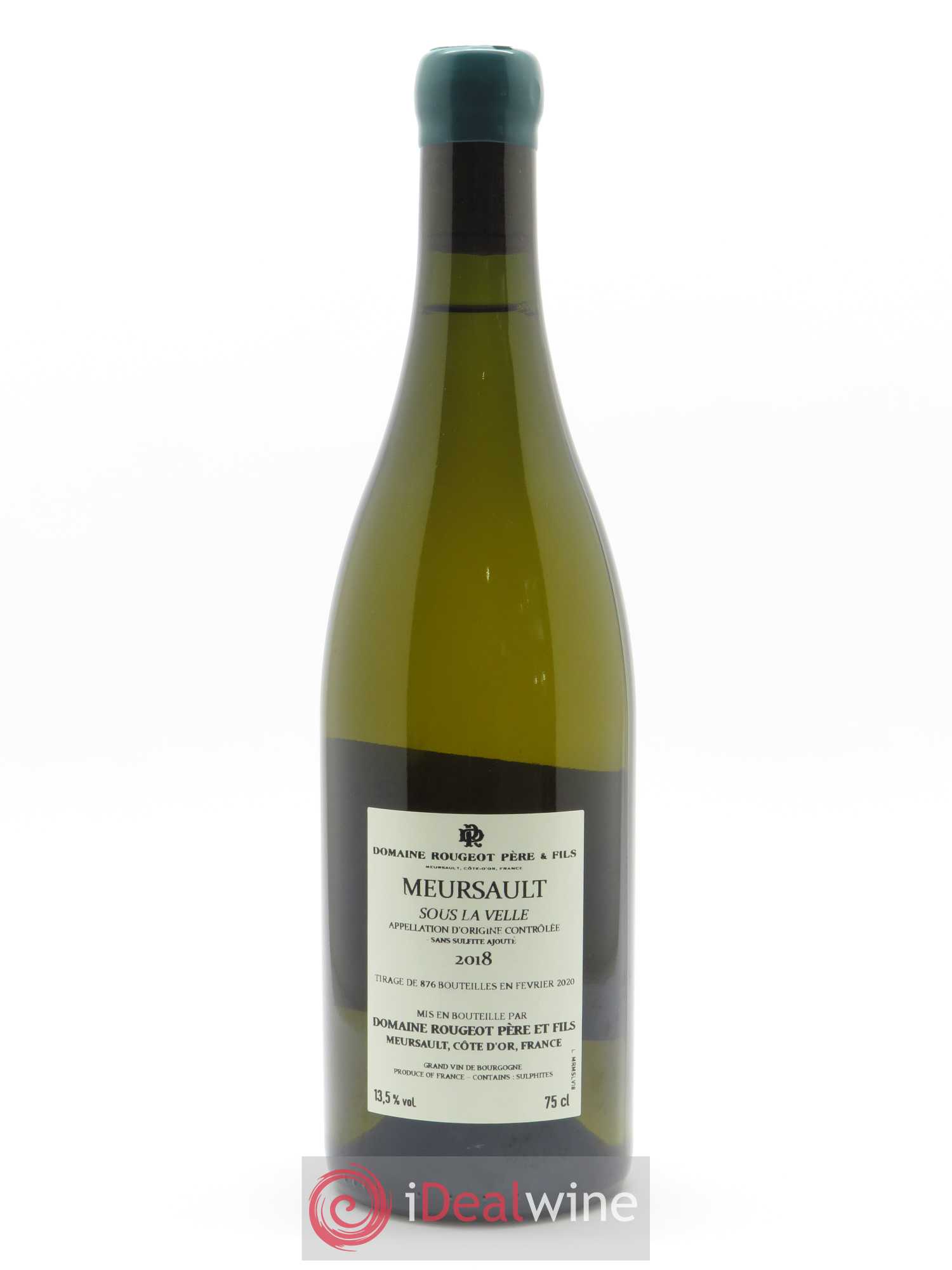 Meursault Sous la Velle Sans sulfite ajouté Rougeot Père et Fils 2018 - Lot de 1 bouteille - 1
