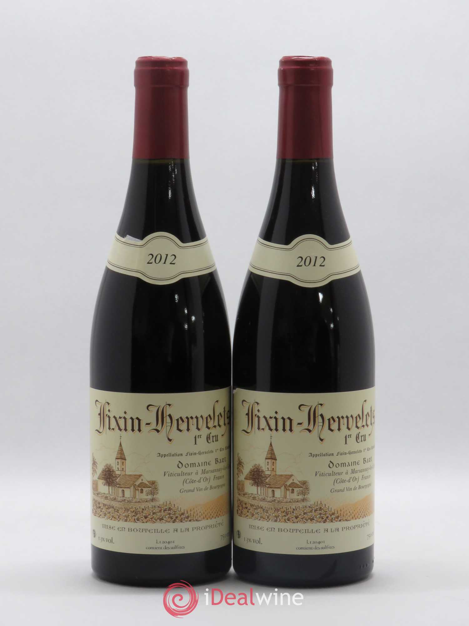 Fixin 1er Cru Hervelets Bart (Domaine) 2012 - Lot de 2 bouteilles - 0