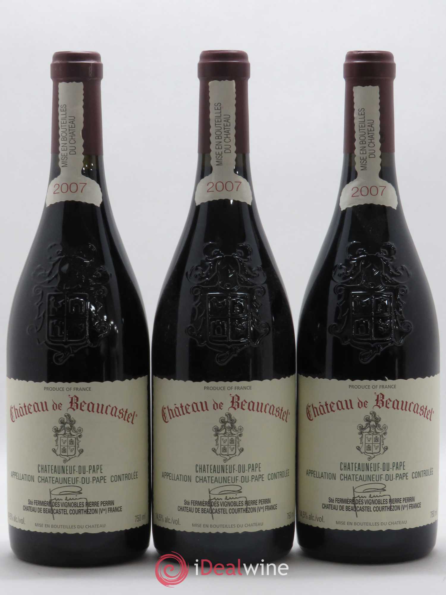 Châteauneuf-du-Pape Château de Beaucastel Famille Perrin 2007 - Lot de 3 bouteilles - 0