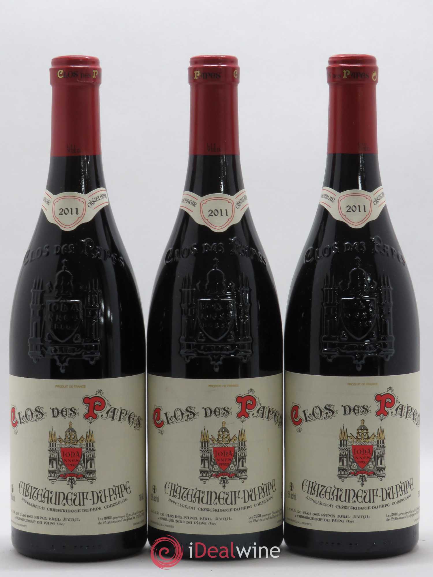 Châteauneuf-du-Pape Clos des Papes - Paul Avril 2011 - Lot de 3 bouteilles - 0
