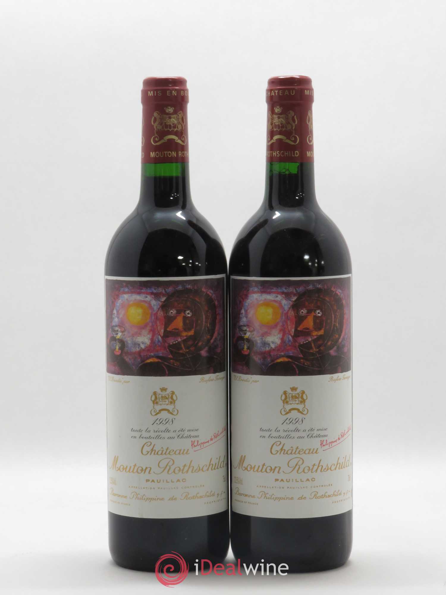 Château Mouton Rothschild 1er Grand Cru Classé 1998 - Lot de 2 bouteilles - 0