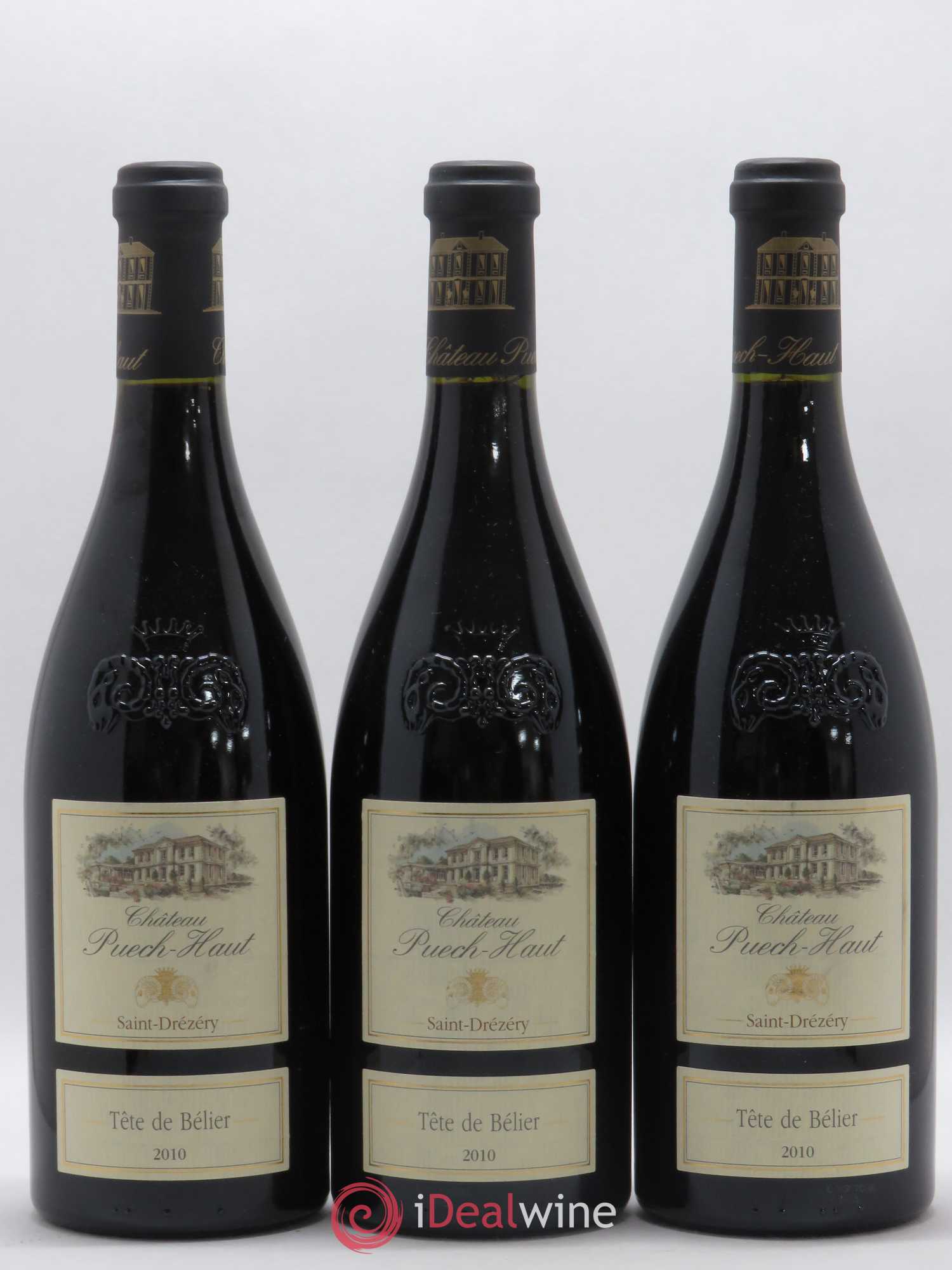 Languedoc Château Puech-Haut Tête de Bélier Gérard Bru 2010 - Lot de 3 bouteilles - 0